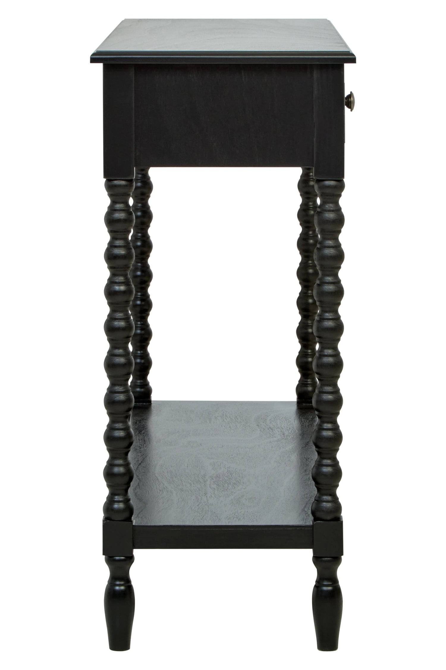 Chelsea Bobble Detail Black Wood 2 Drawer Console Table