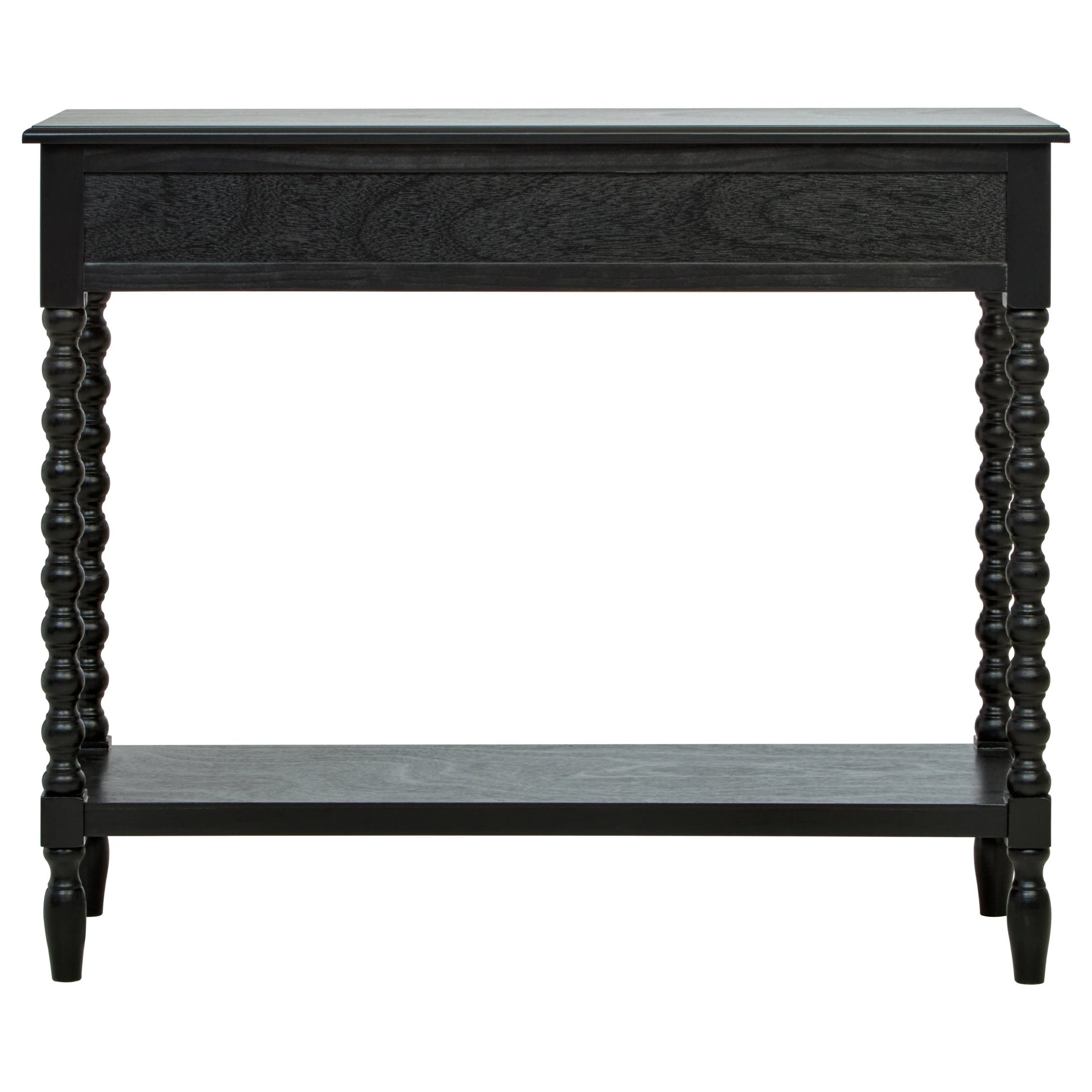 Chelsea Bobble Detail Black Wood 2 Drawer Console Table