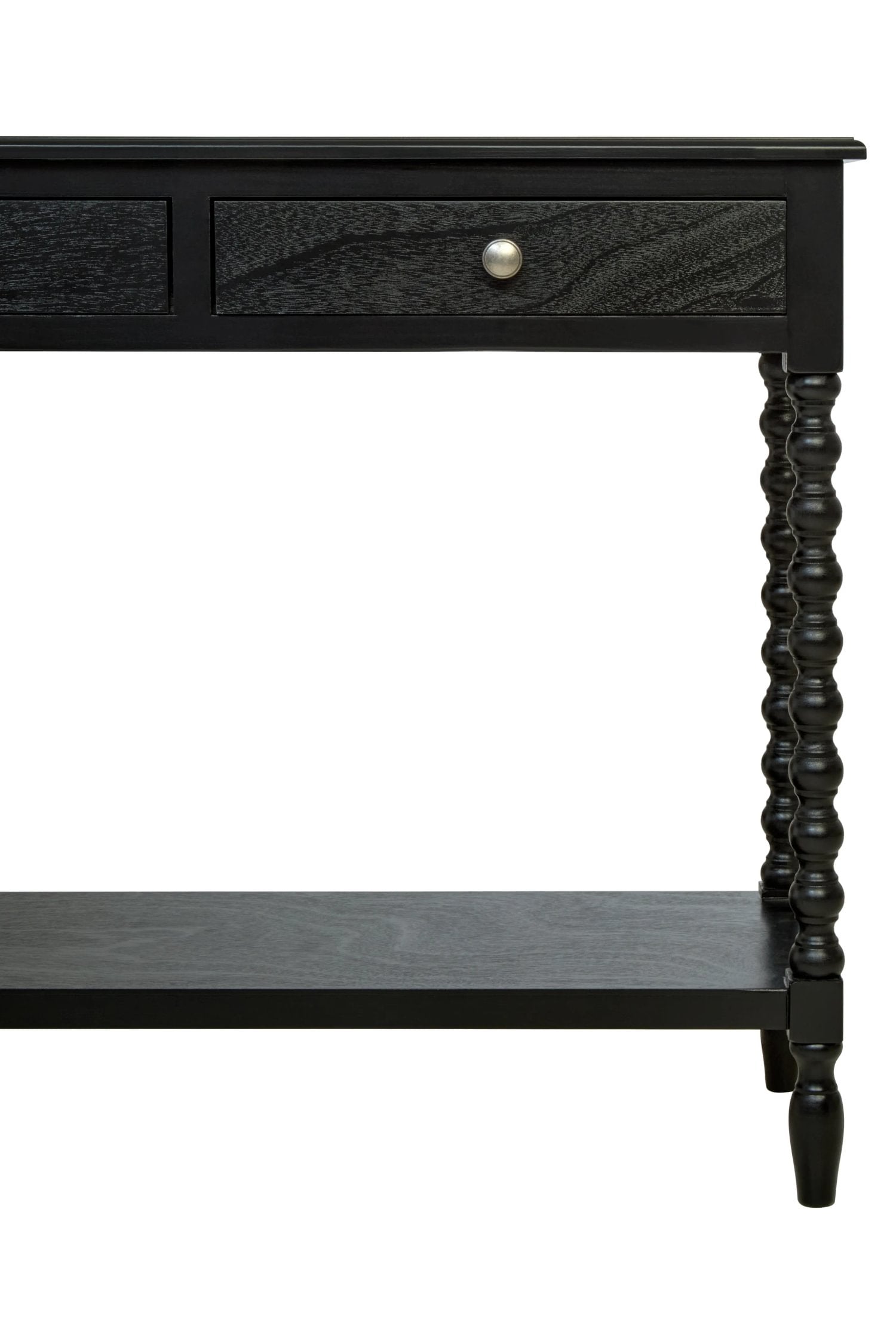 Chelsea Bobble Detail Black Wood 2 Drawer Console Table