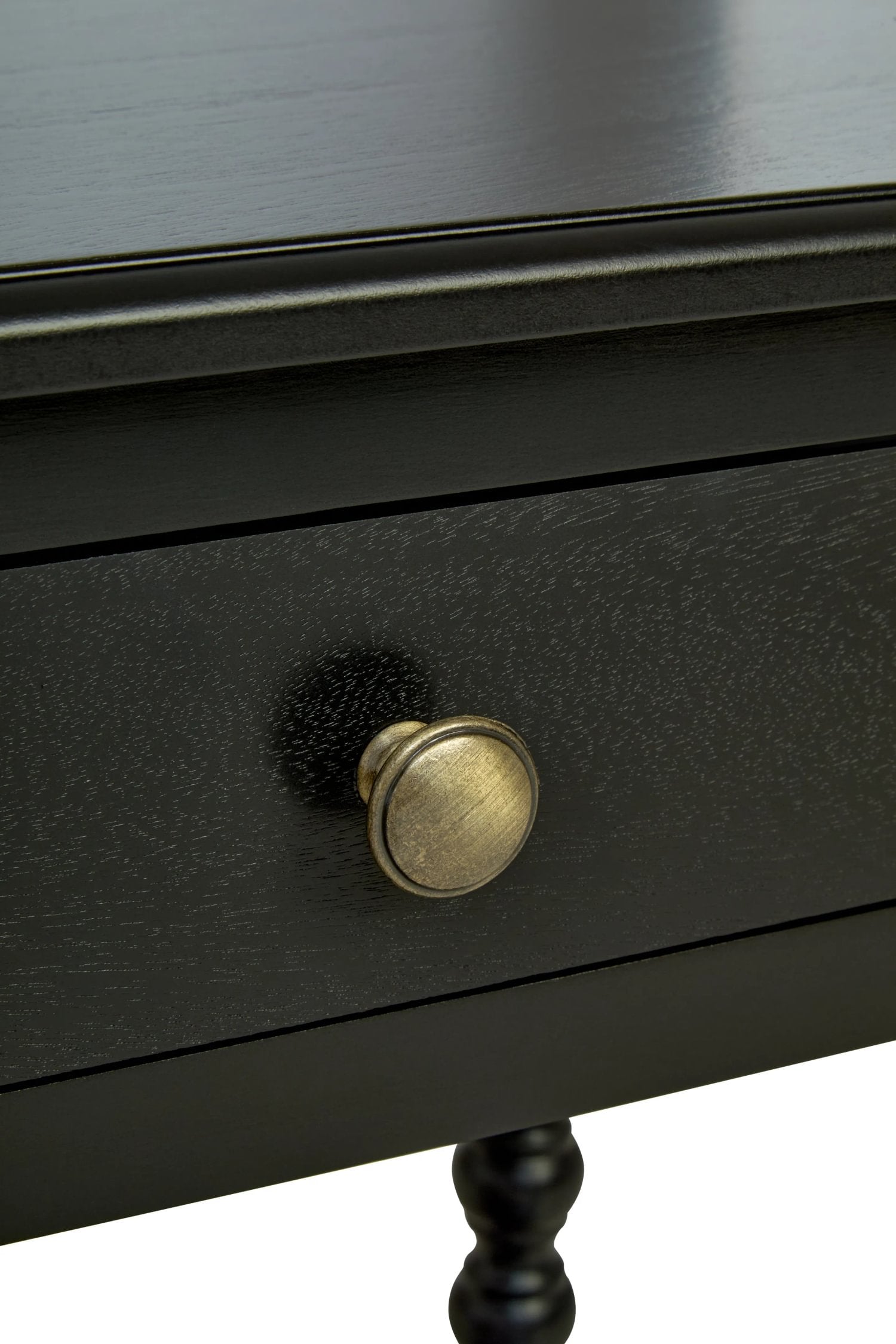 Chelsea Bobble Detail Black Wood 2 Drawer Console Table