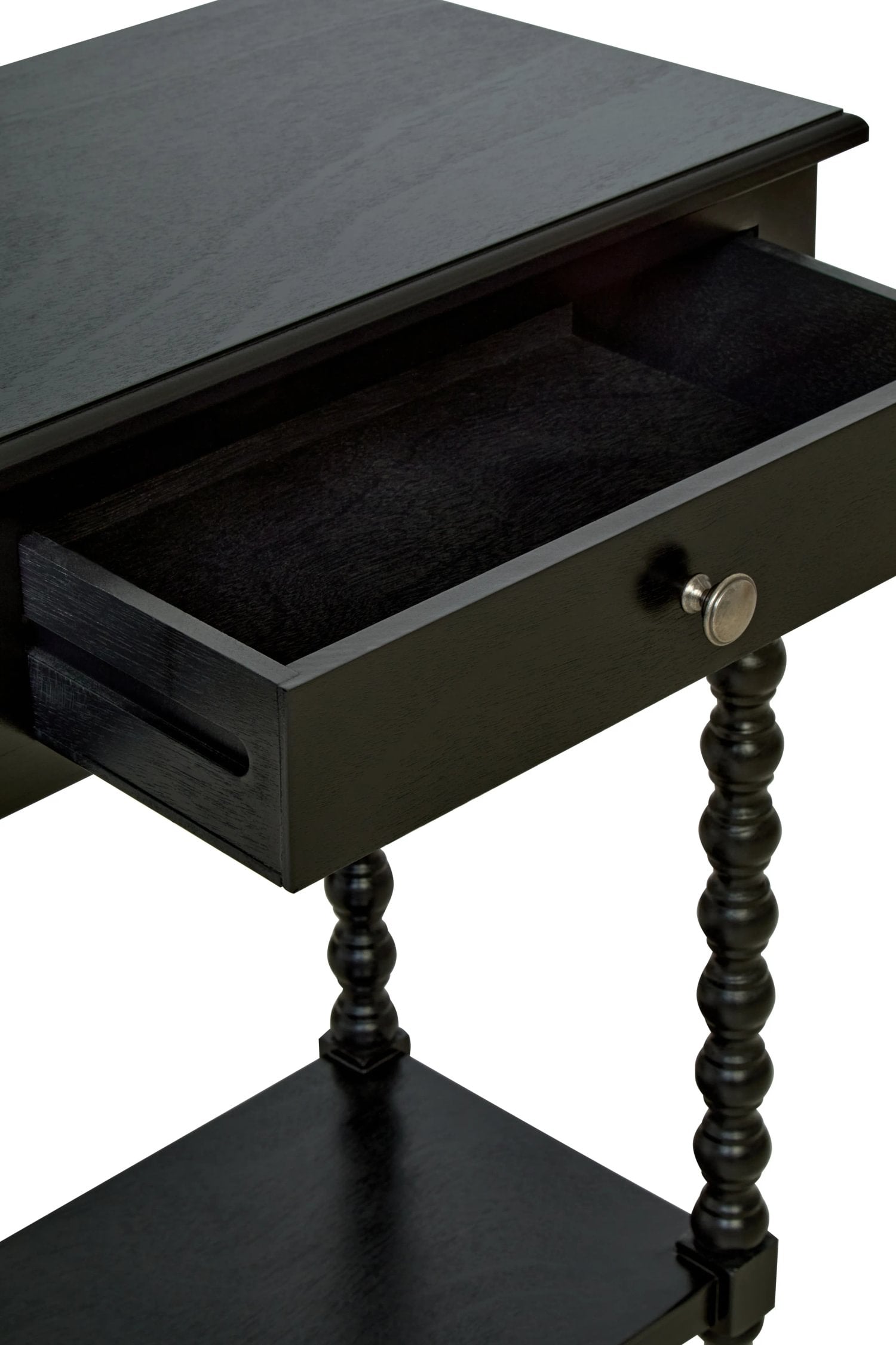 Chelsea Bobble Detail Black Wood 2 Drawer Console Table