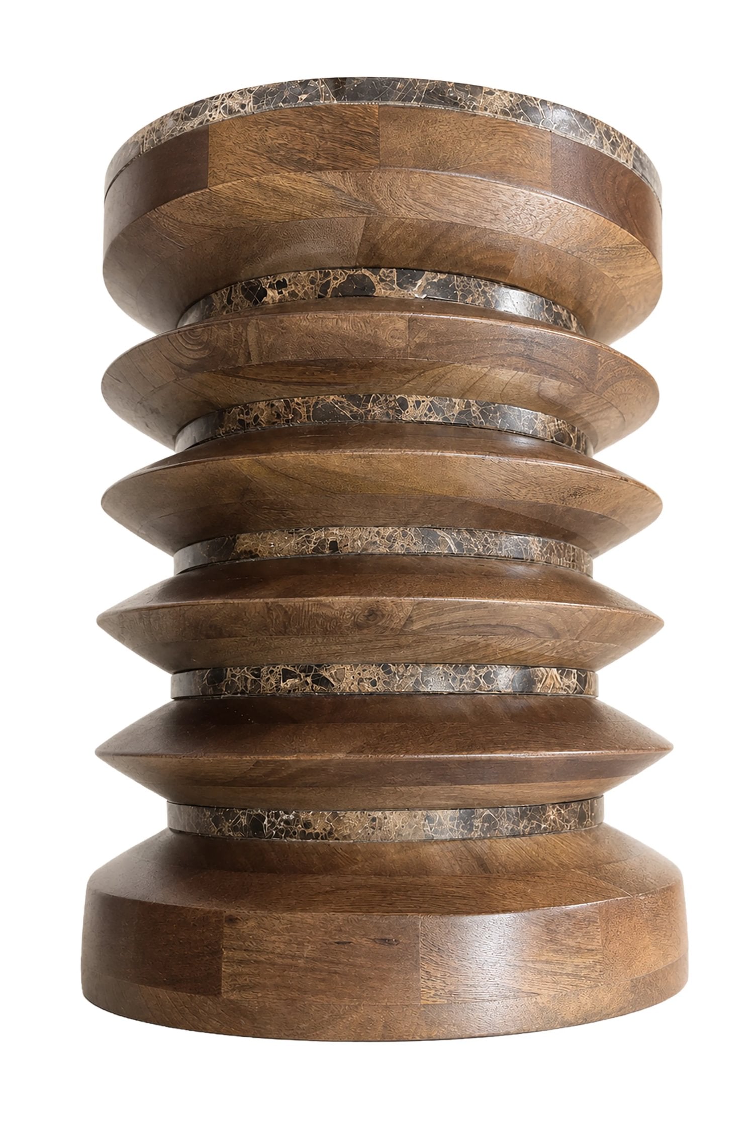 Ember Dark Emperador Marble & Mango Wood Round Side Table