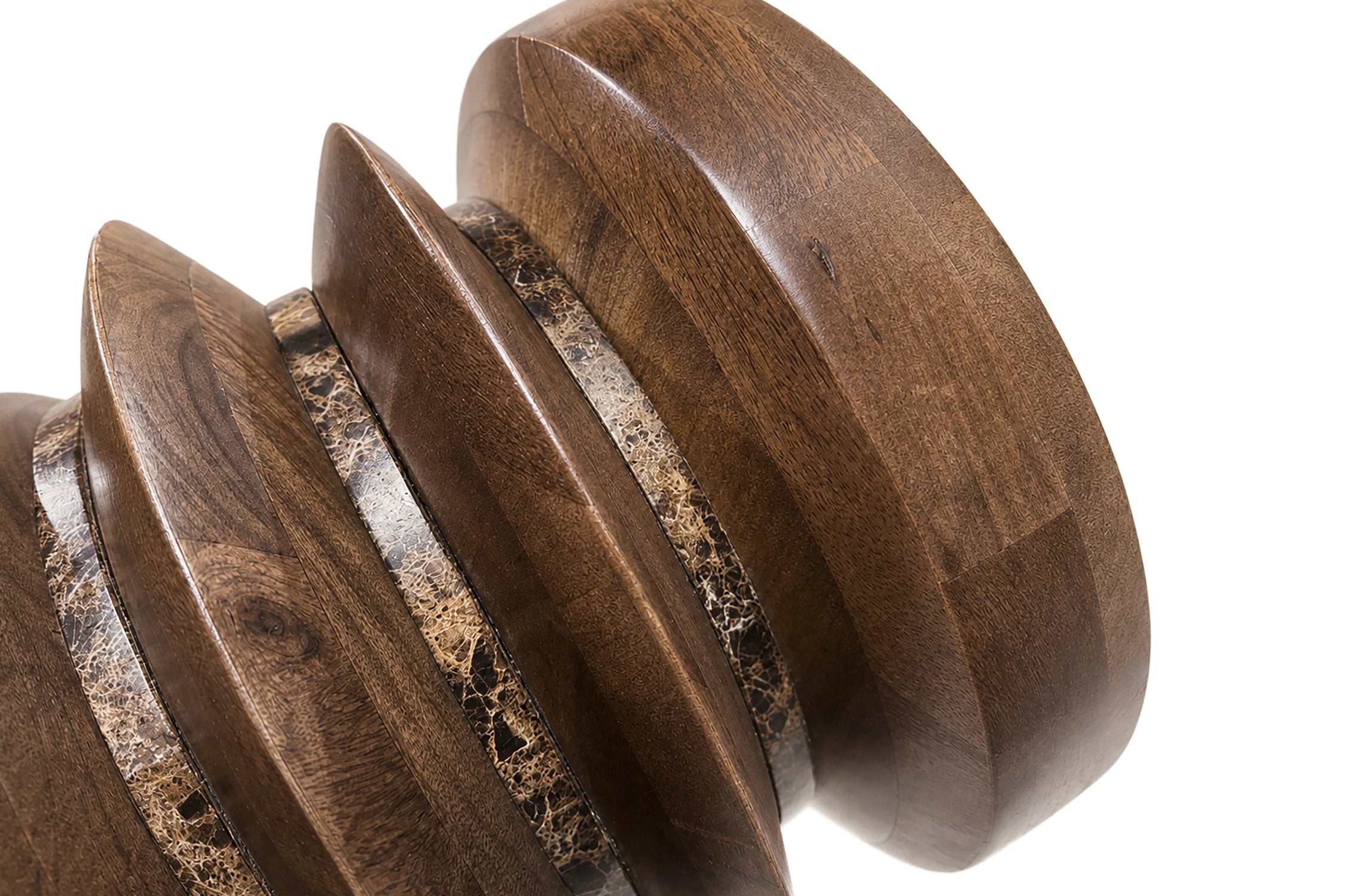 Ember Dark Emperador Marble & Mango Wood Round Side Table