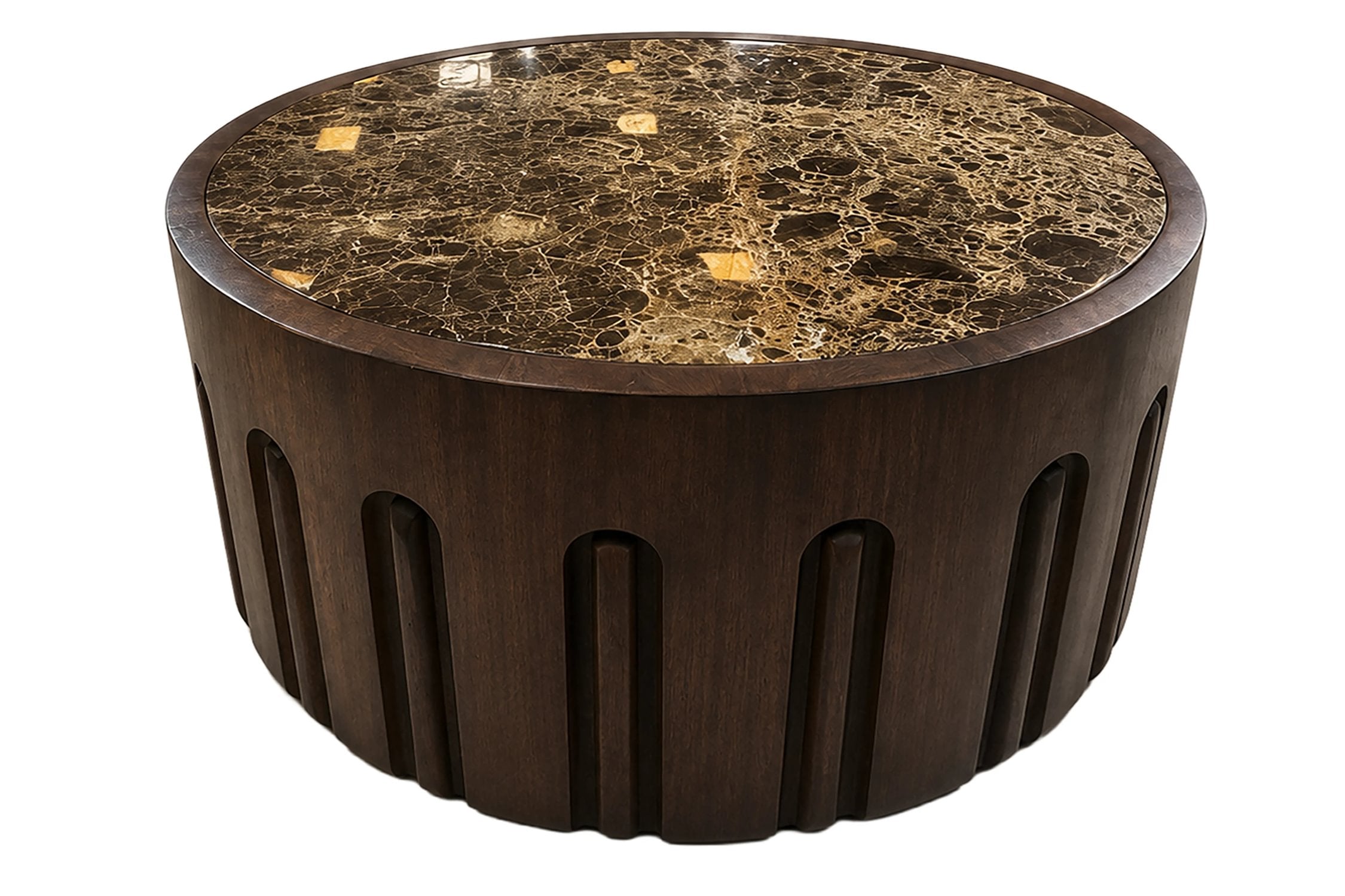 Ember Dark Emperador Marble & Dark Mango Wood Round Coffee Table