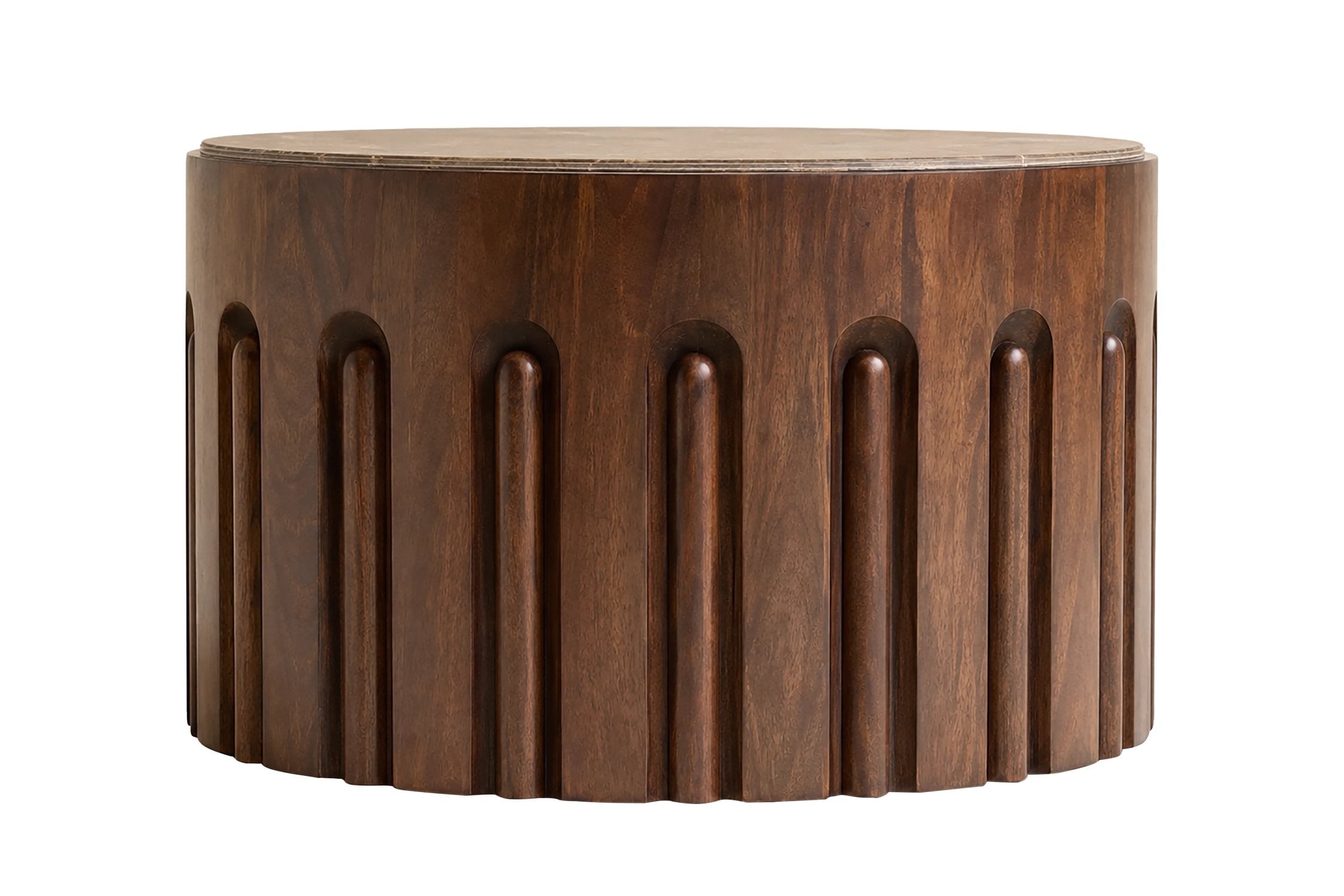 Ember Dark Emperador Marble & Dark Mango Wood Round Coffee Table