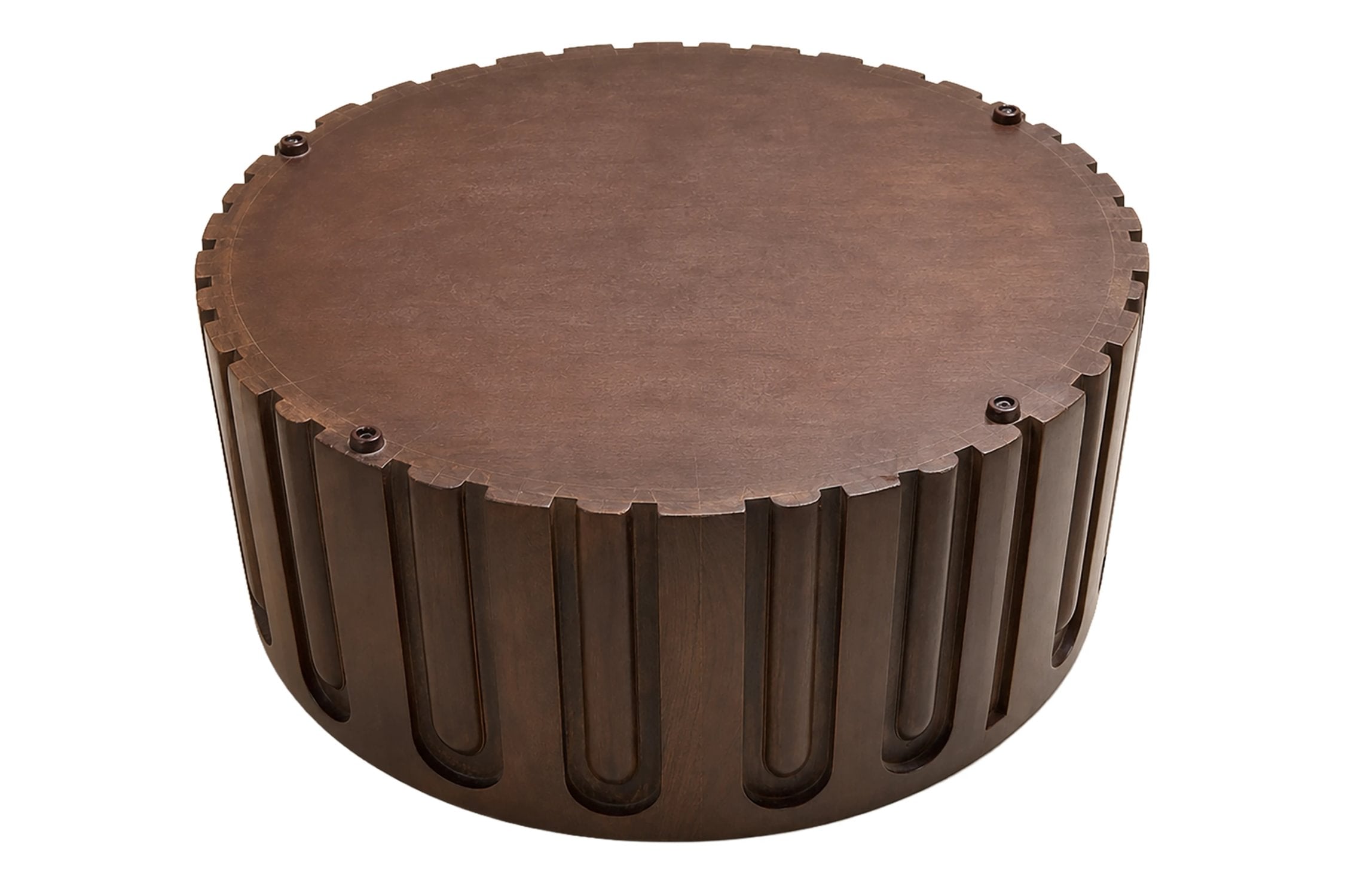Ember Dark Emperador Marble & Dark Mango Wood Round Coffee Table