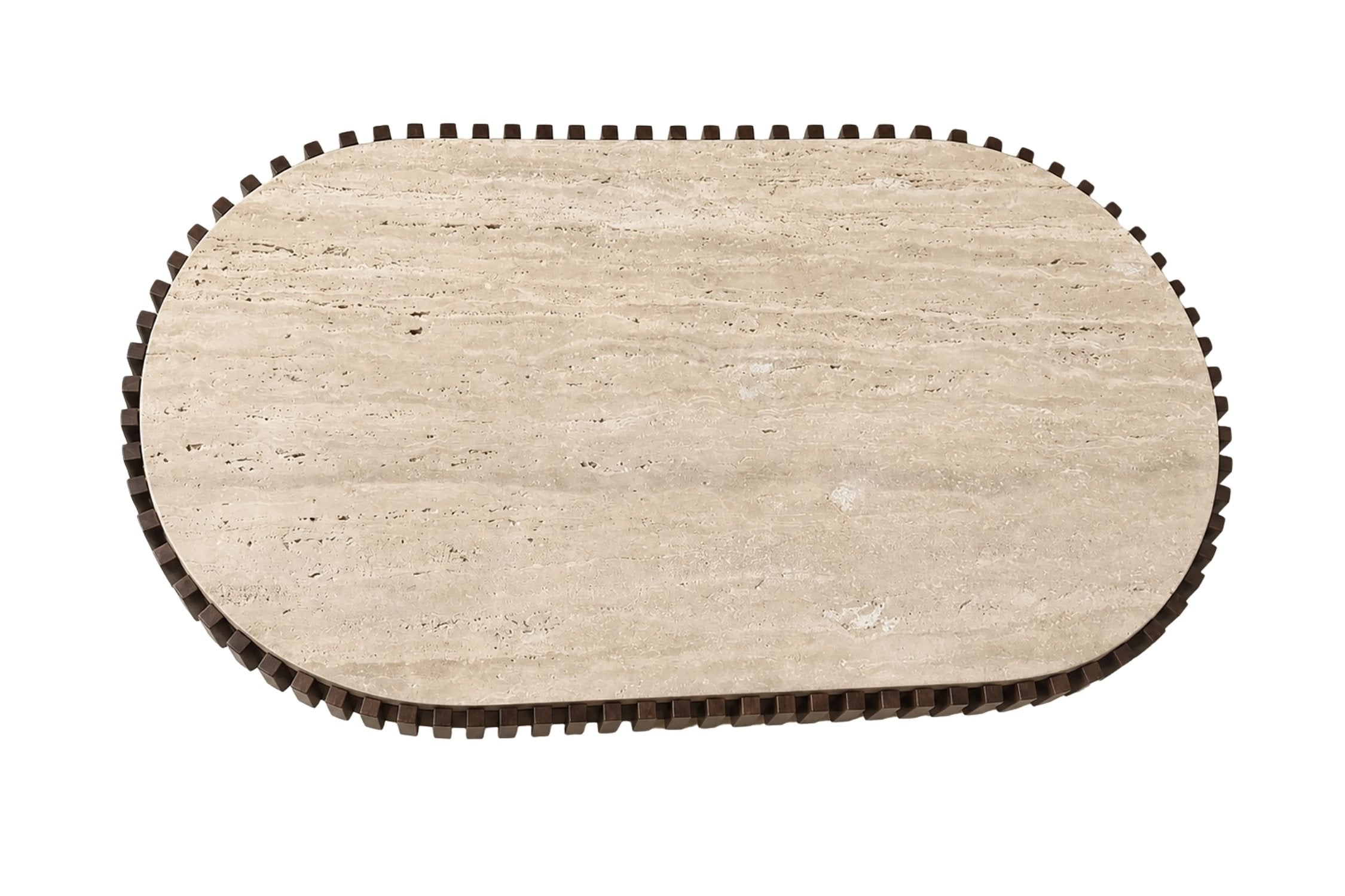Colonnade Oval Travertine & Mango Wood Coffee Table