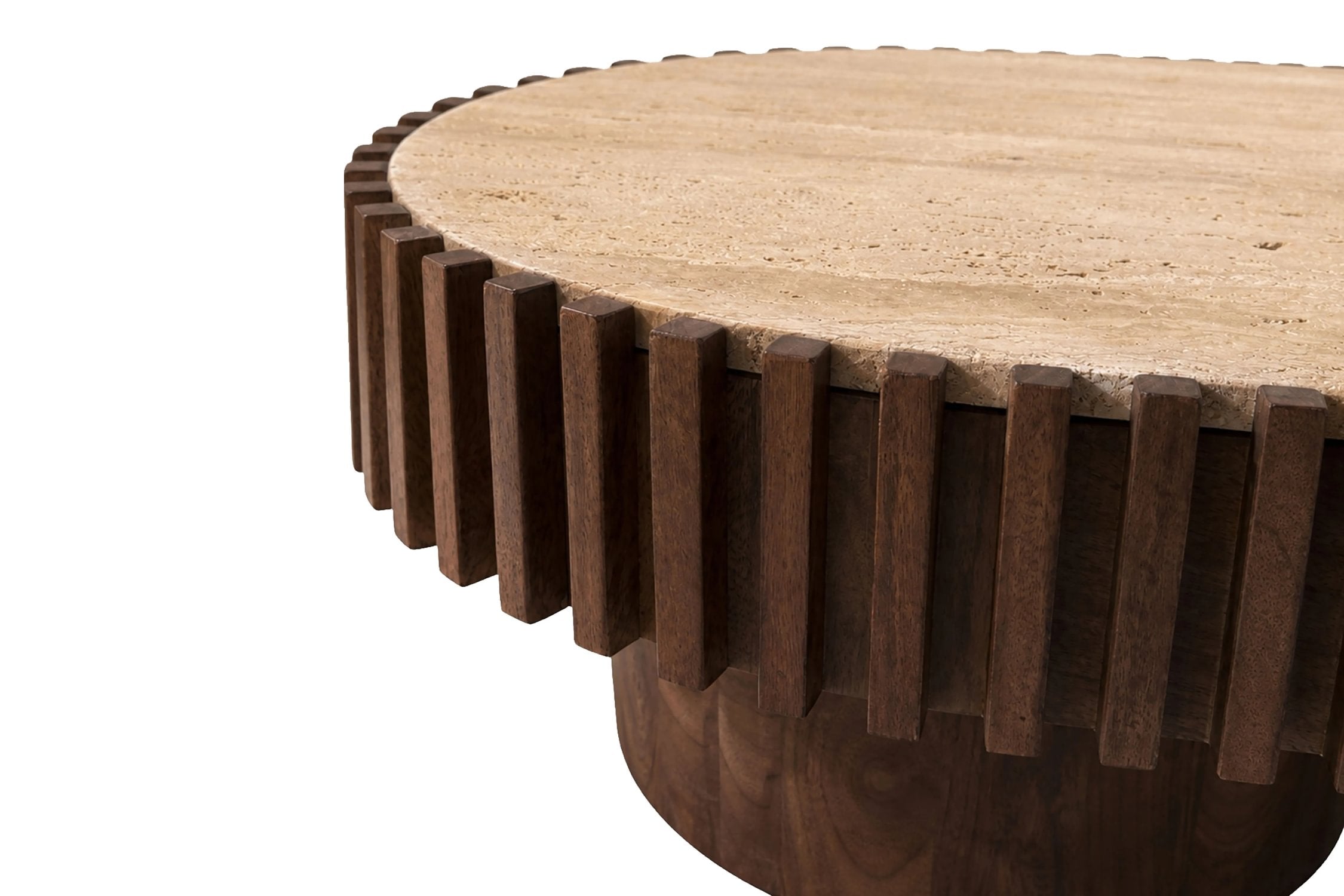 Colonnade Oval Travertine & Mango Wood Coffee Table