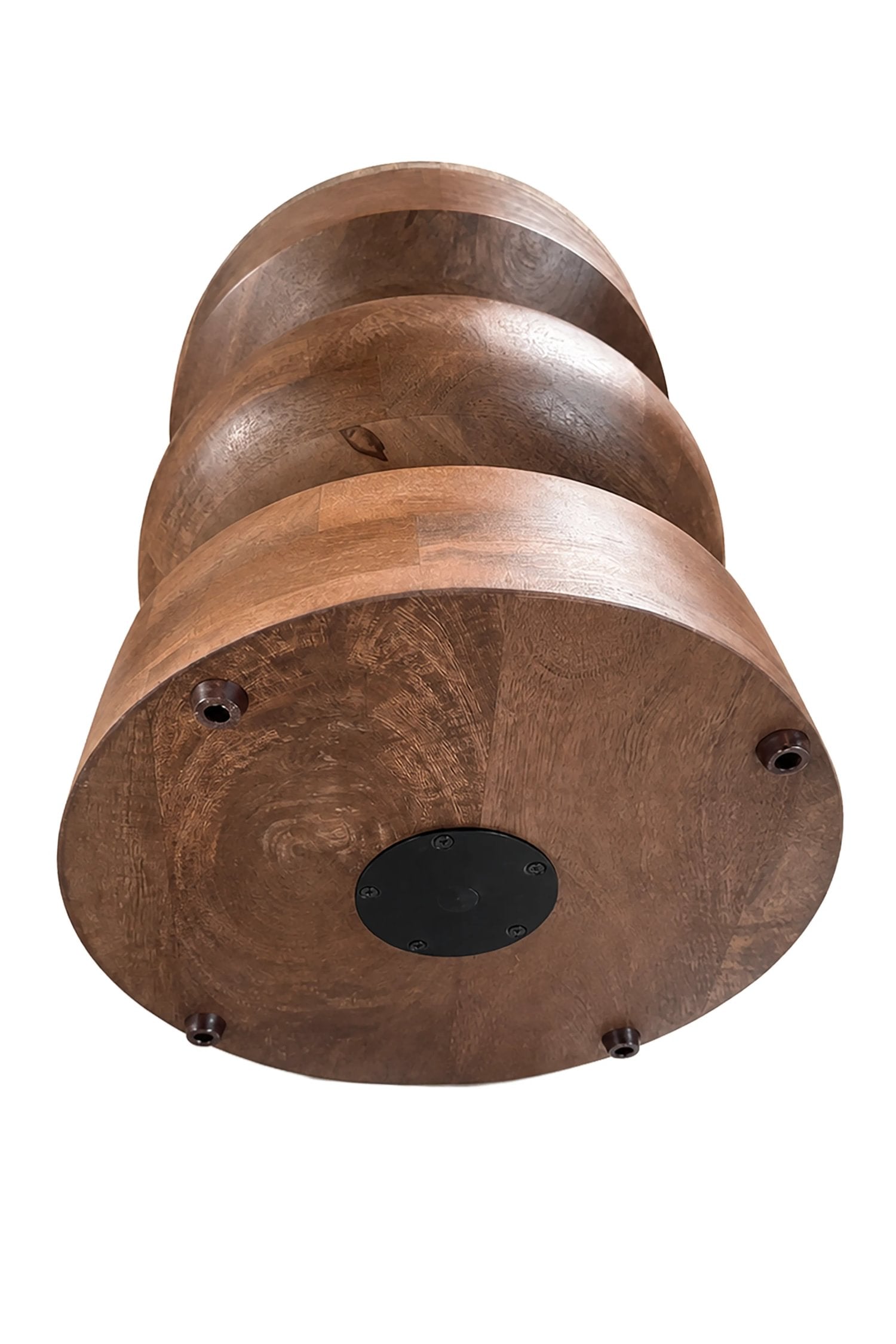 Ember Dark Emperador Marble & Mango Wood Tiered Round Side Table