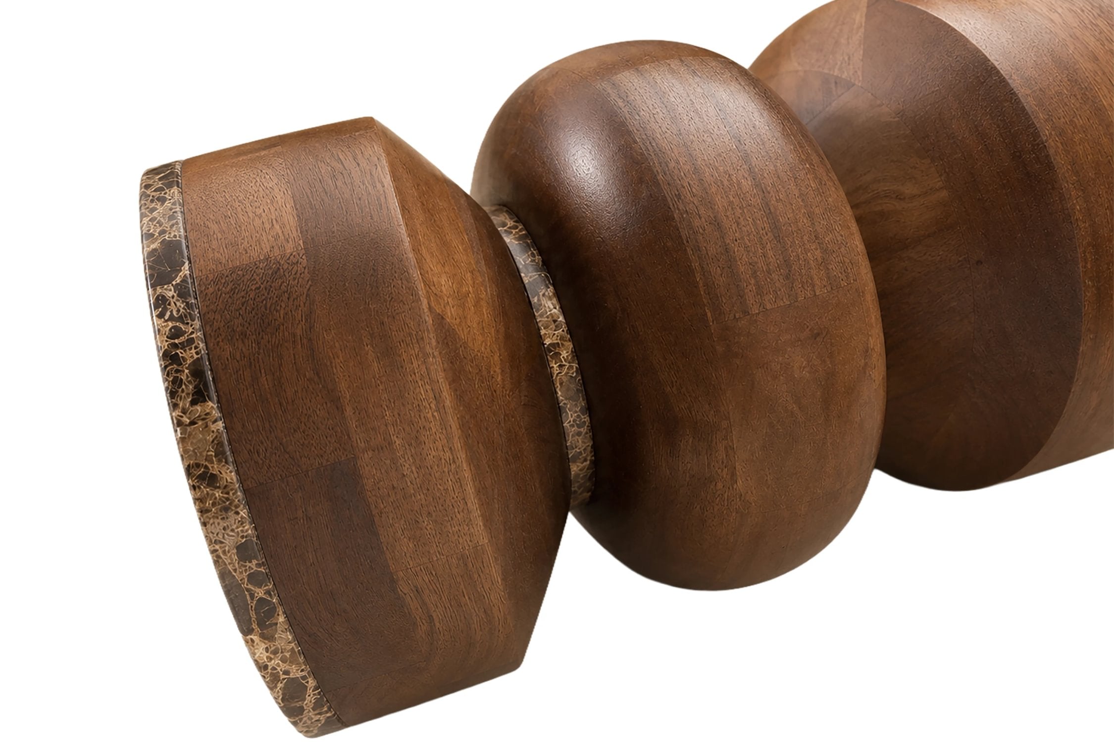 Ember Dark Emperador Marble & Mango Wood Tiered Round Side Table