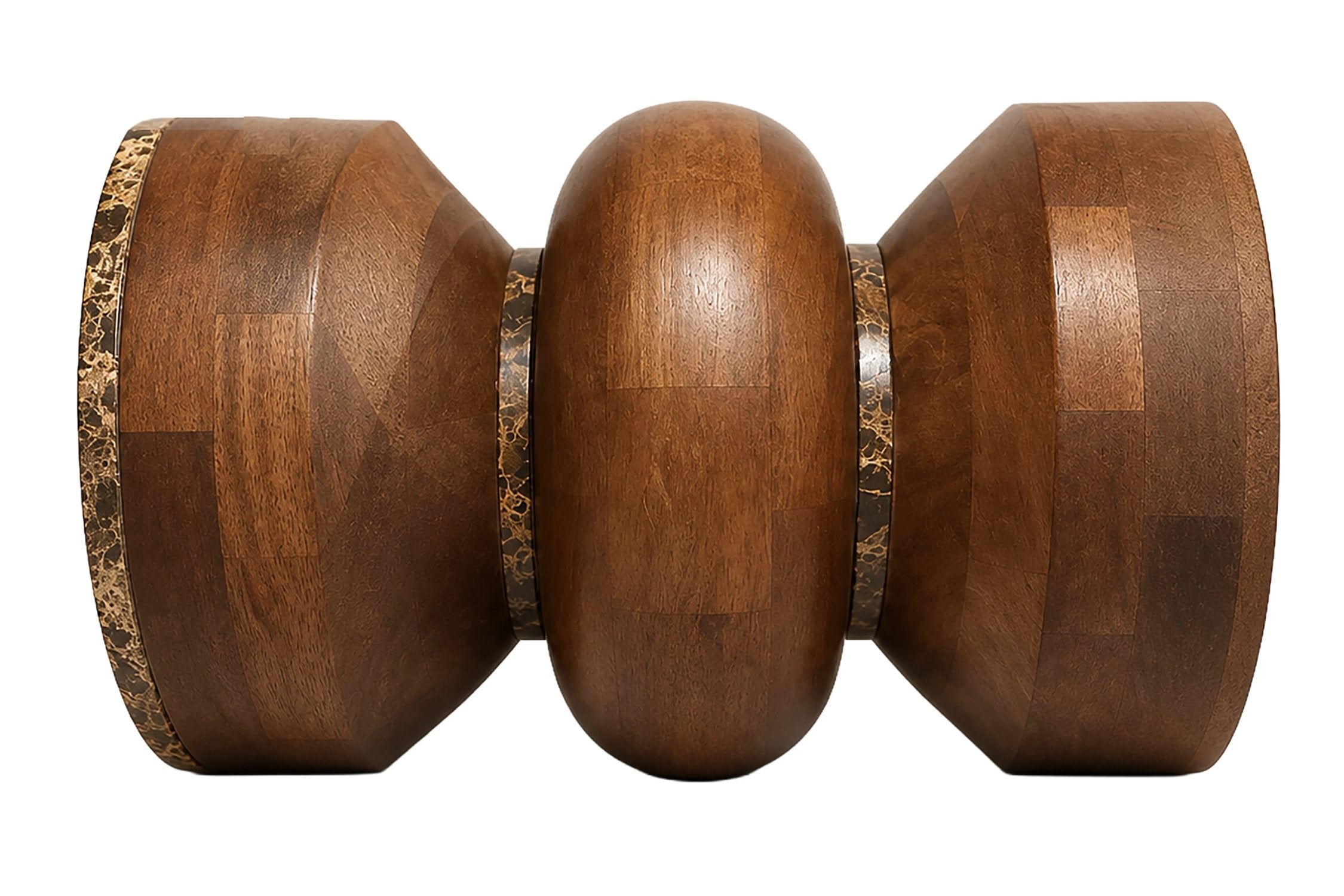 Ember Dark Emperador Marble & Mango Wood Tiered Round Side Table