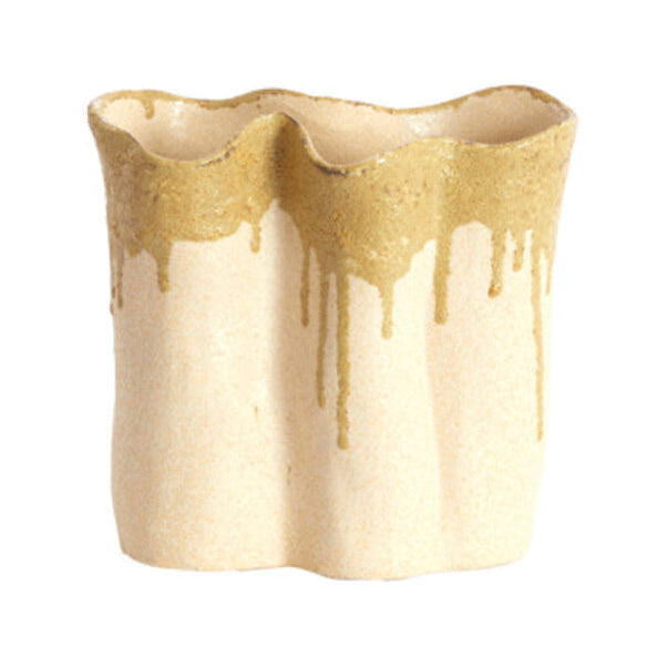 Flovilla Cream & Olive Green Ceramic Vase 18.5cm