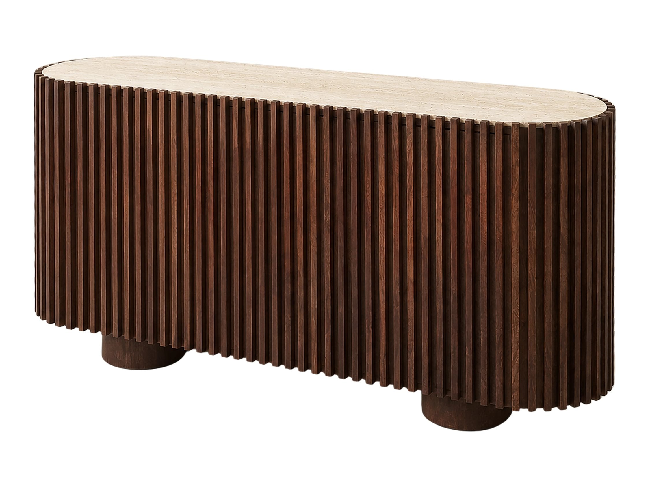 Colonnade Travertine & Mango Wood 2 Door Curved Sideboard