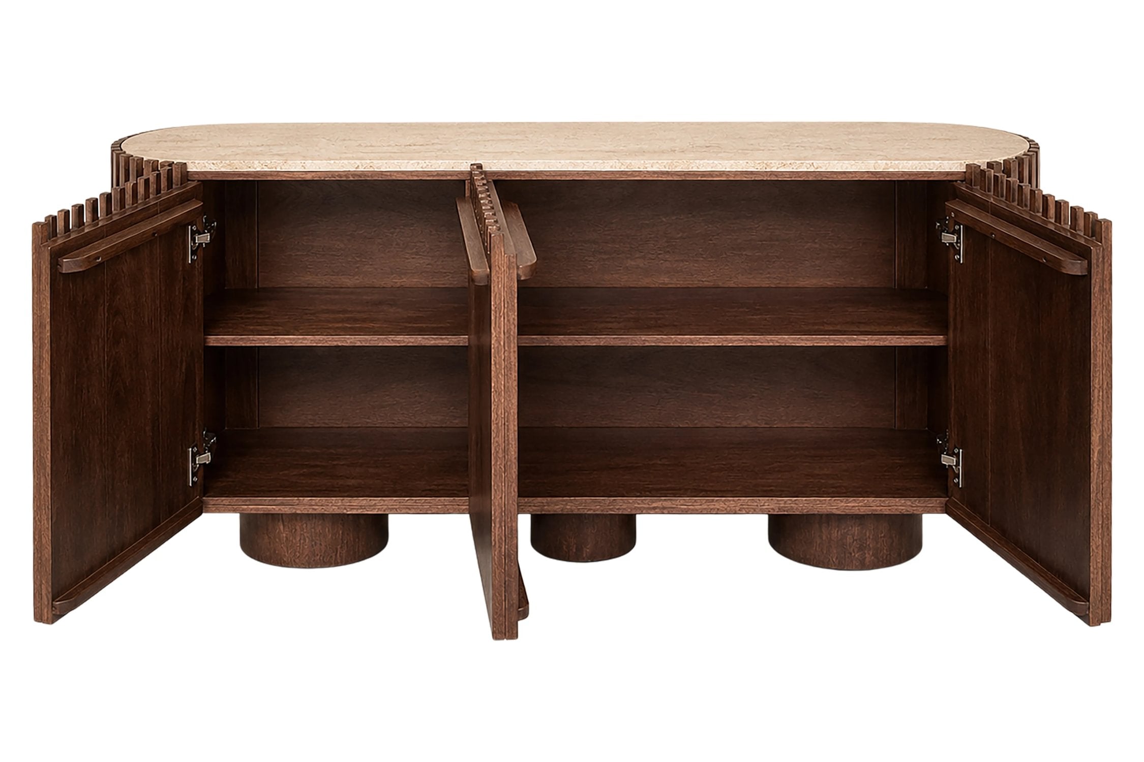 Colonnade Travertine & Mango Wood 2 Door Curved Sideboard
