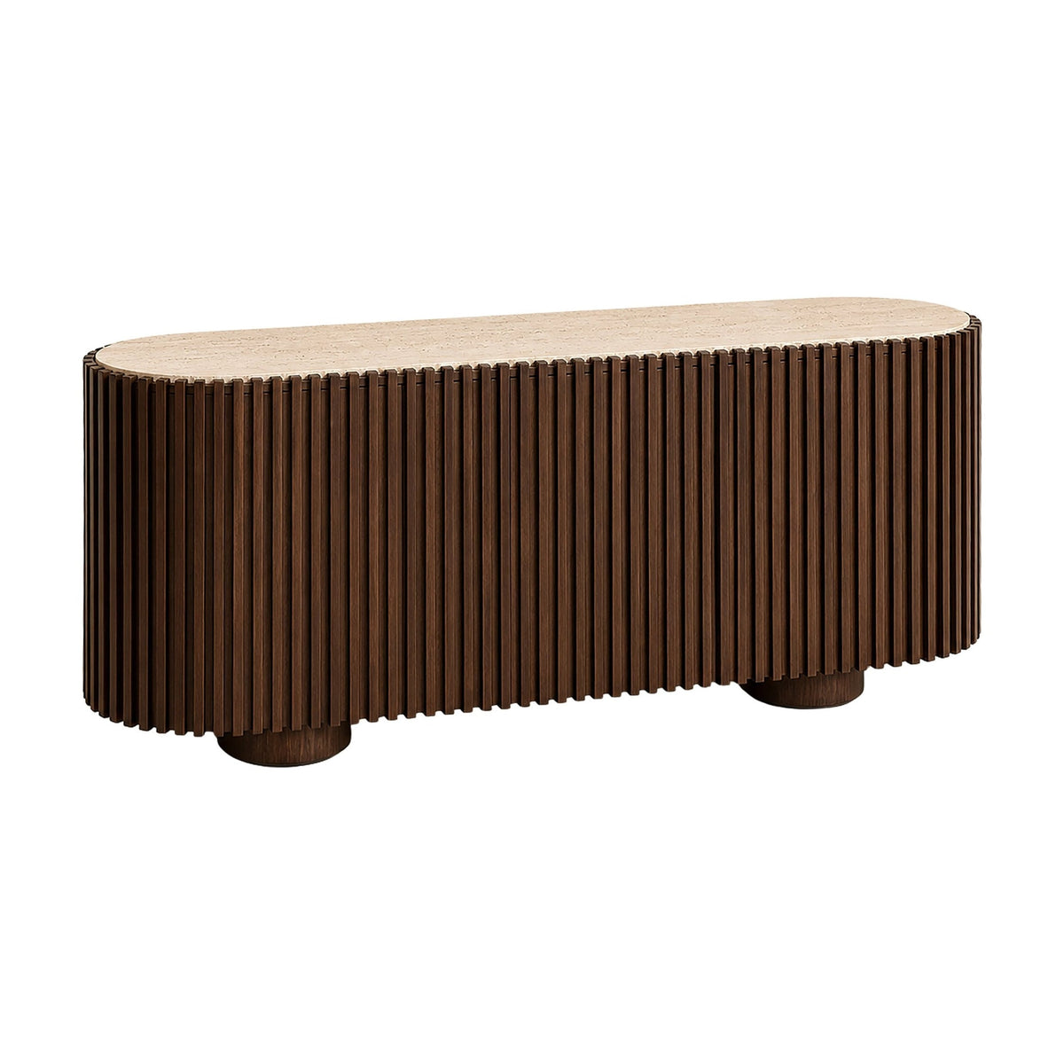 Colonnade Travertine & Mango Wood 2 Door Curved Sideboard