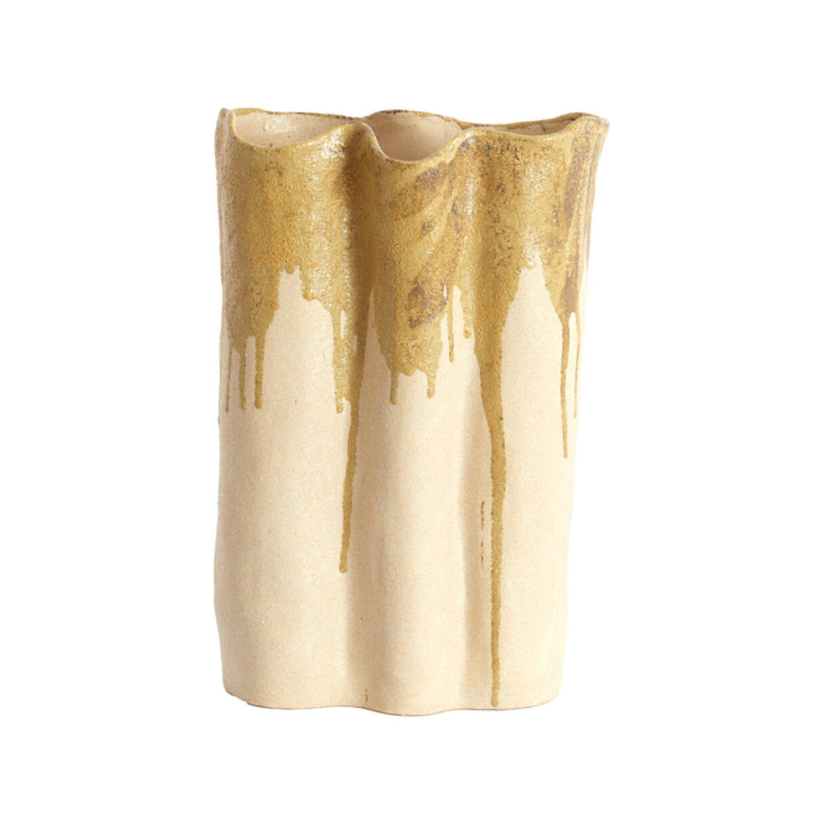 Flovilla Cream & Olive Green Ceramic Vase 40cm