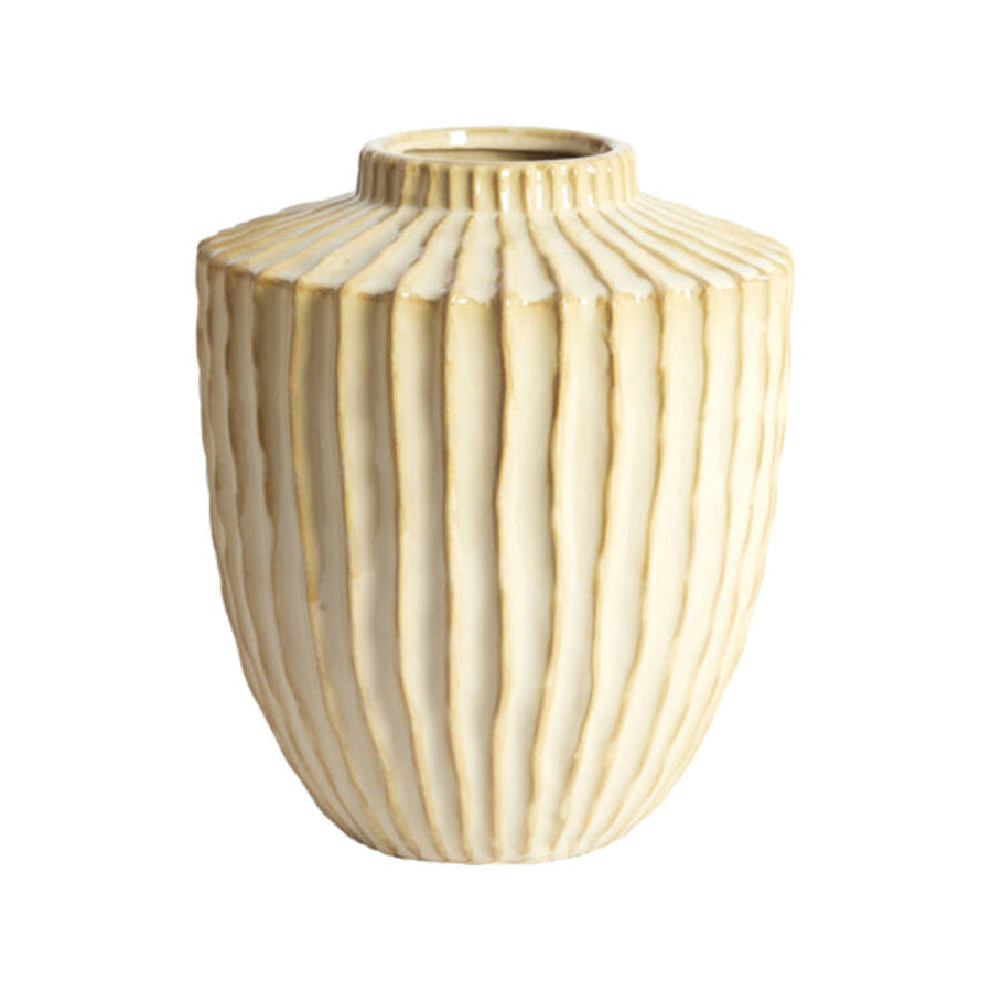 Talea Sand/Beige Ribbed Ceramic Vase 28cm