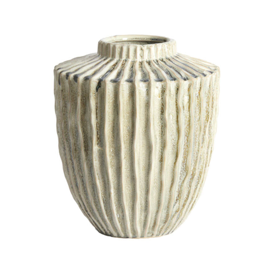 Talea Olive Green/Cream Ceramic Vase 28cm