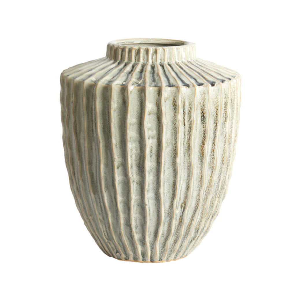 Talea Olive Green/Cream Ceramic Vase 32cm