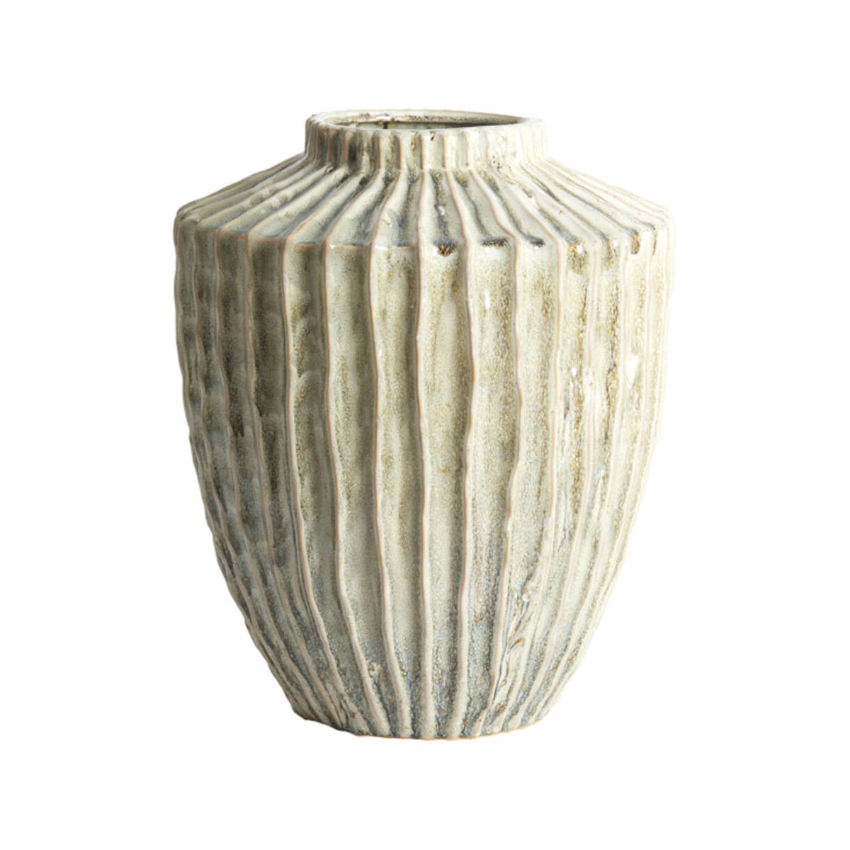 Talea Olive Green/Cream Ceramic Vase 40cm
