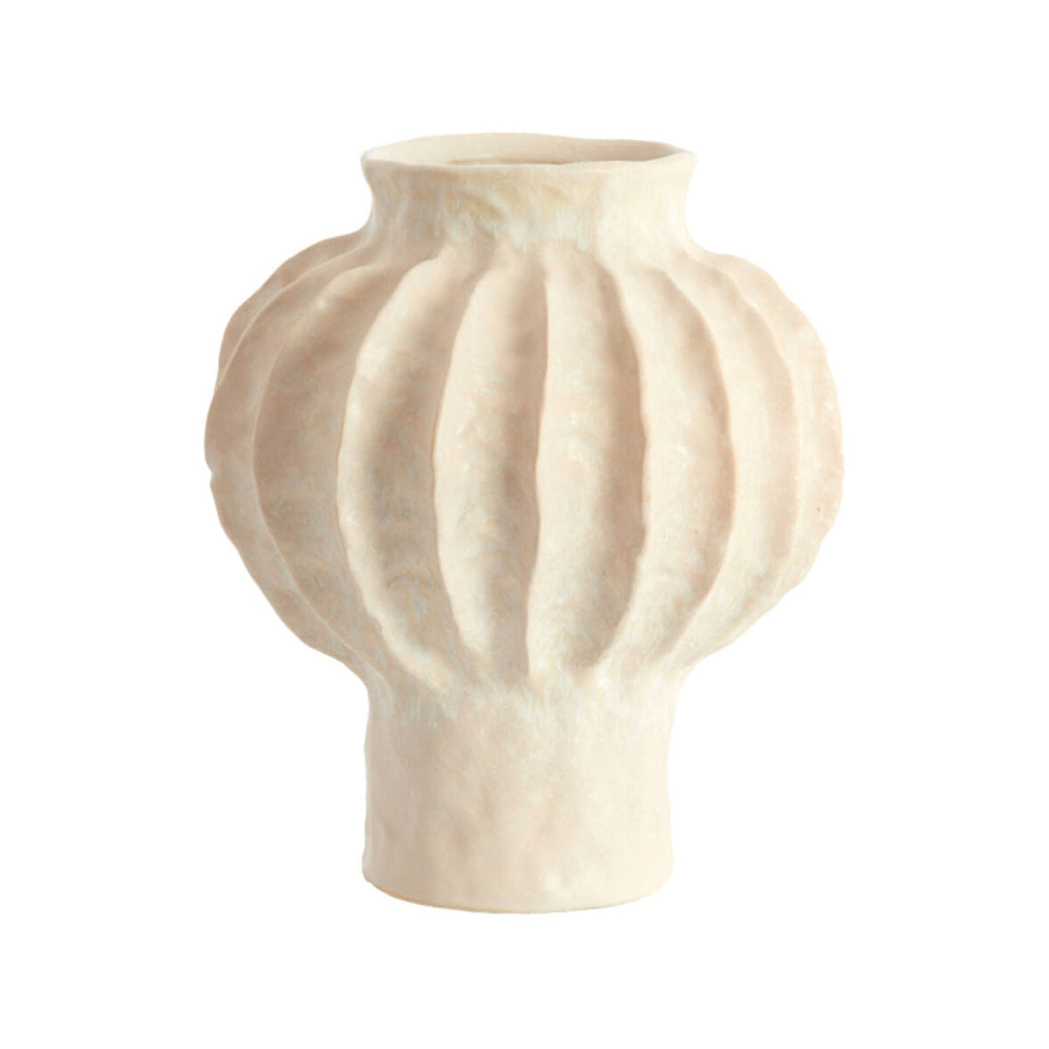 Hakone Cream Ribbed Ceramic Vase