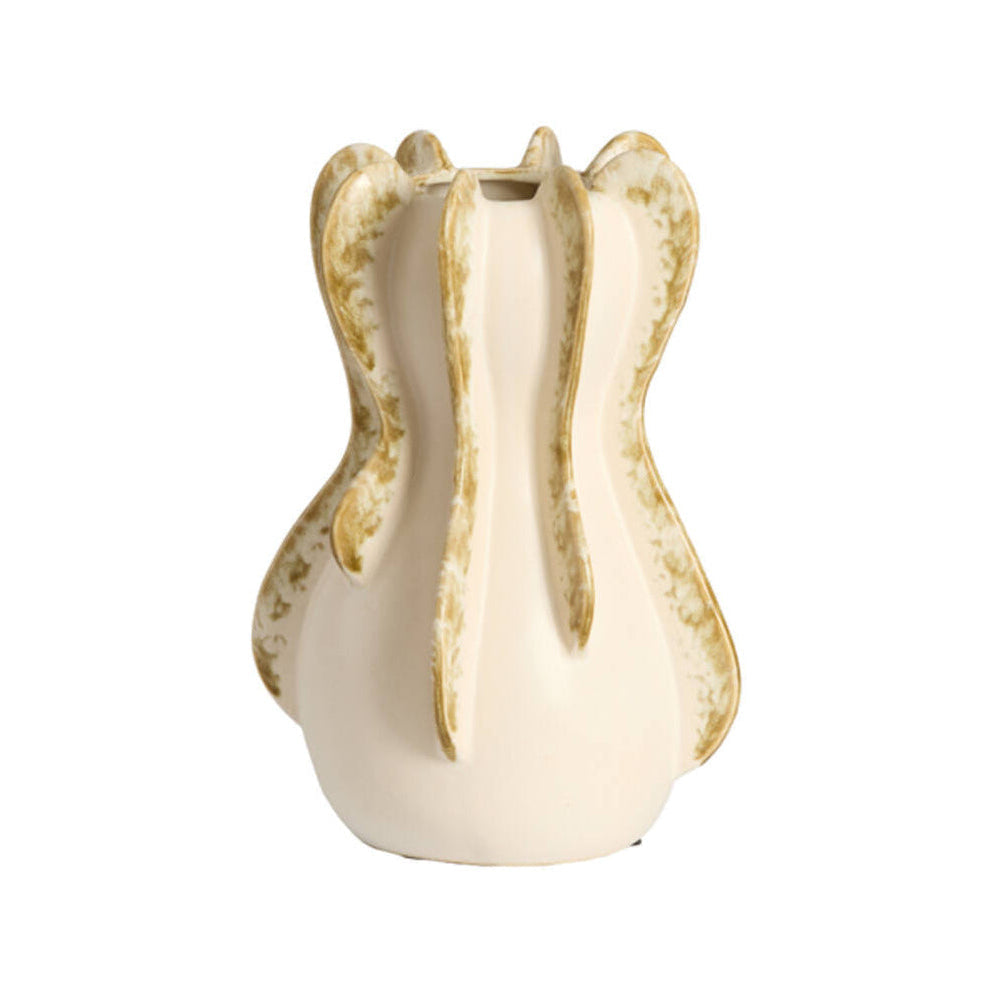 Magome Cream & Olive Green Ceramic Vase 27cm