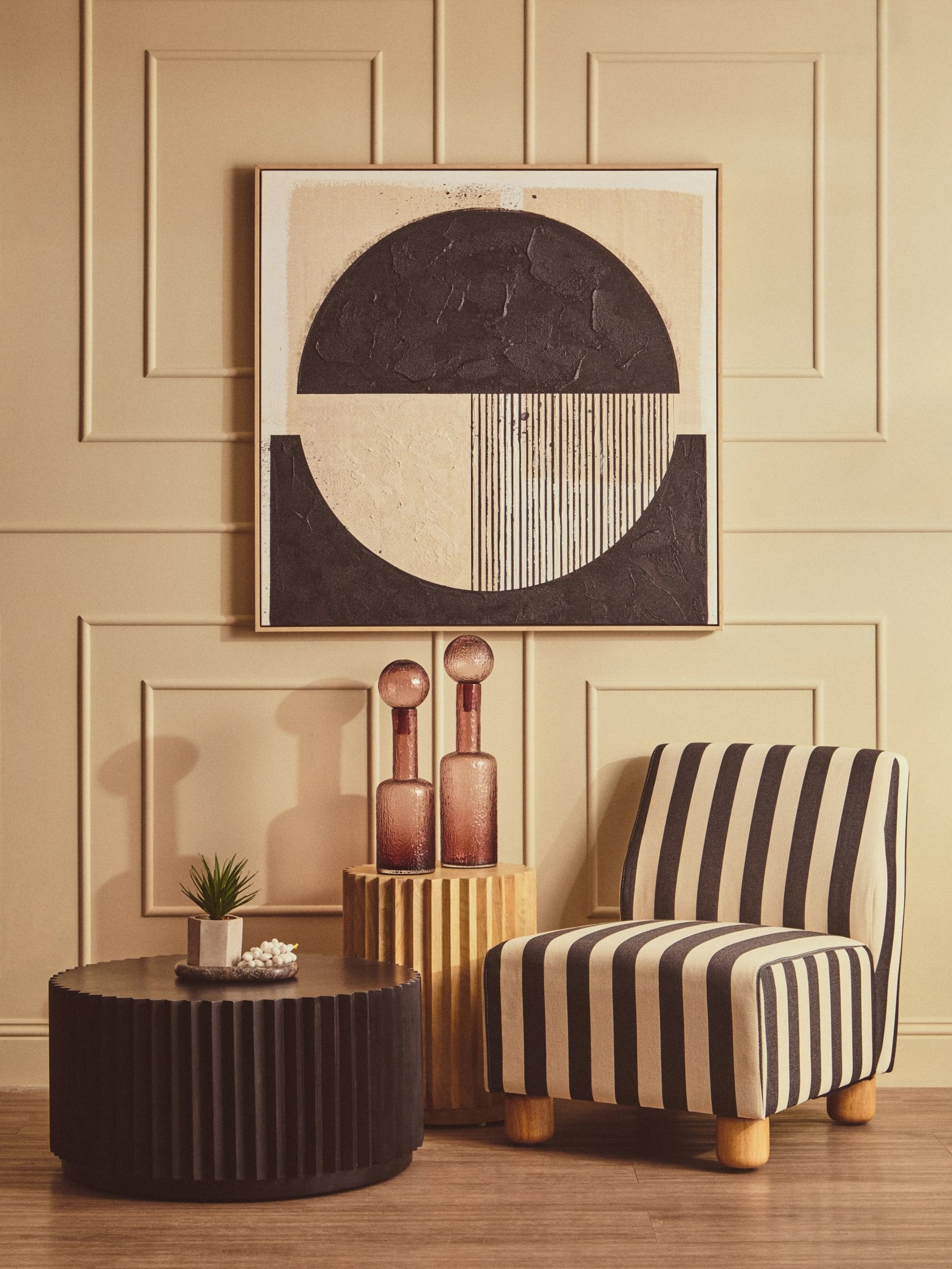 Rye Black & White Striped Armless Chair
