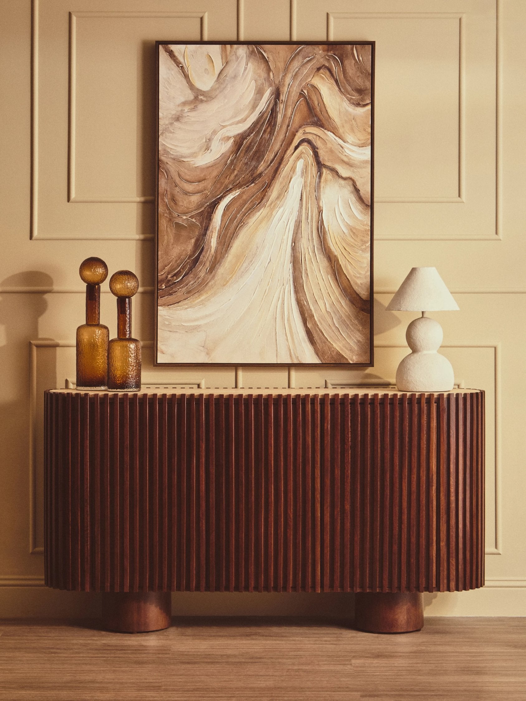 Colonnade Travertine & Mango Wood 2 Door Curved Sideboard