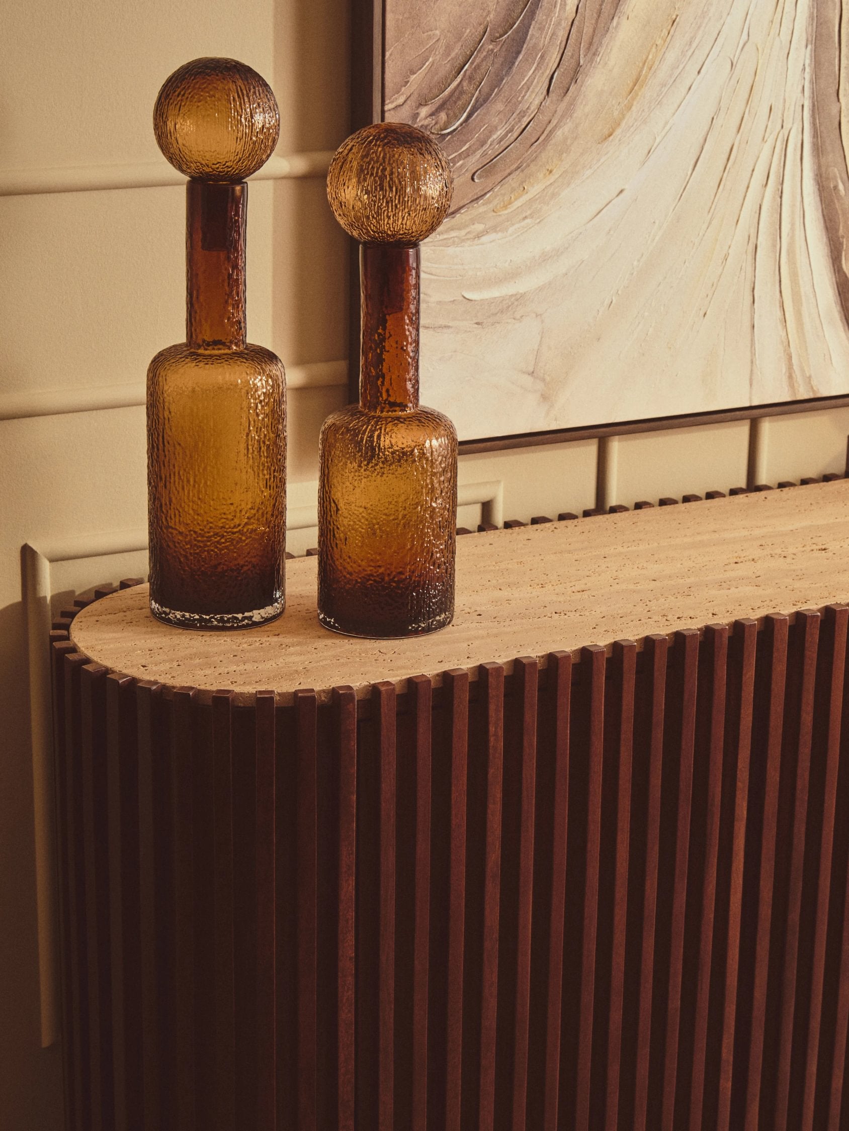Colonnade Travertine & Mango Wood 2 Door Curved Sideboard