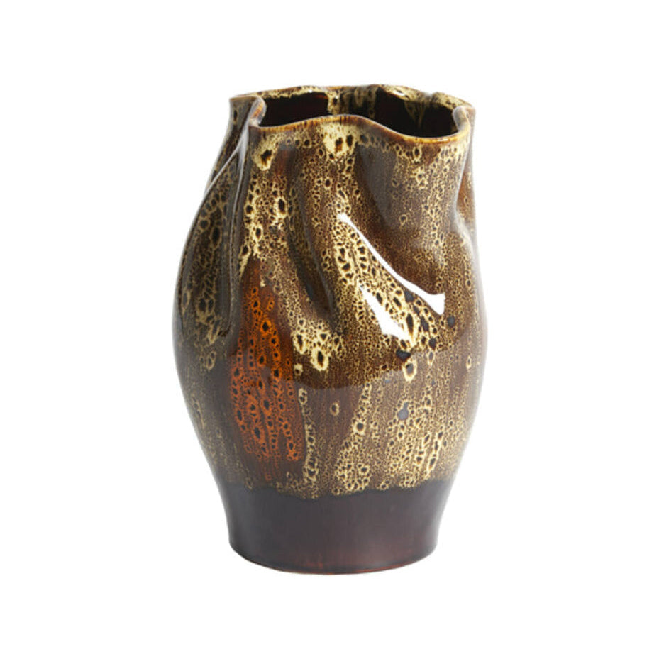 Althea Dark Brown/Cream/Orange Ceramic Vase 30cm