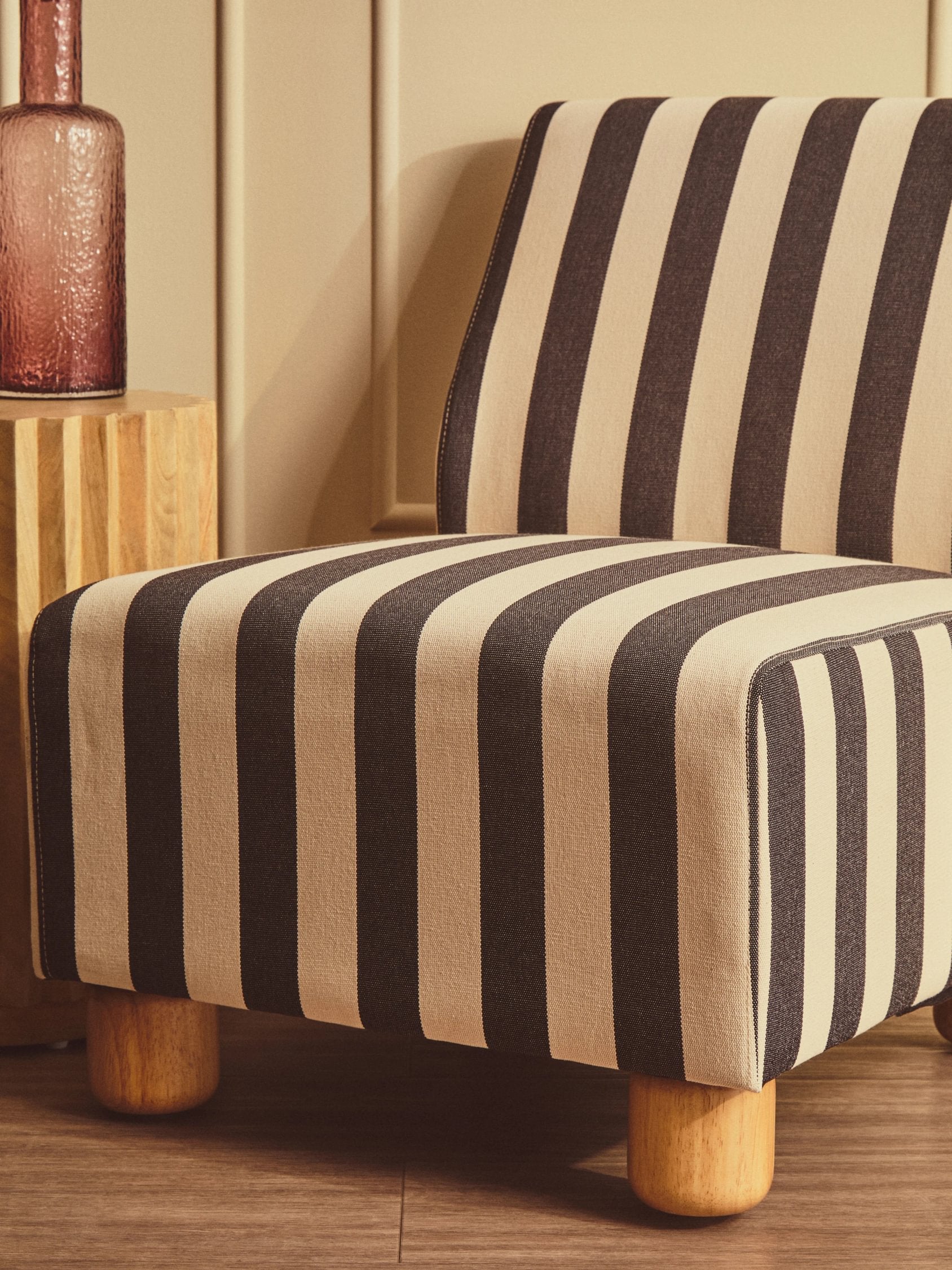 Rye Black & White Striped Armless Chair
