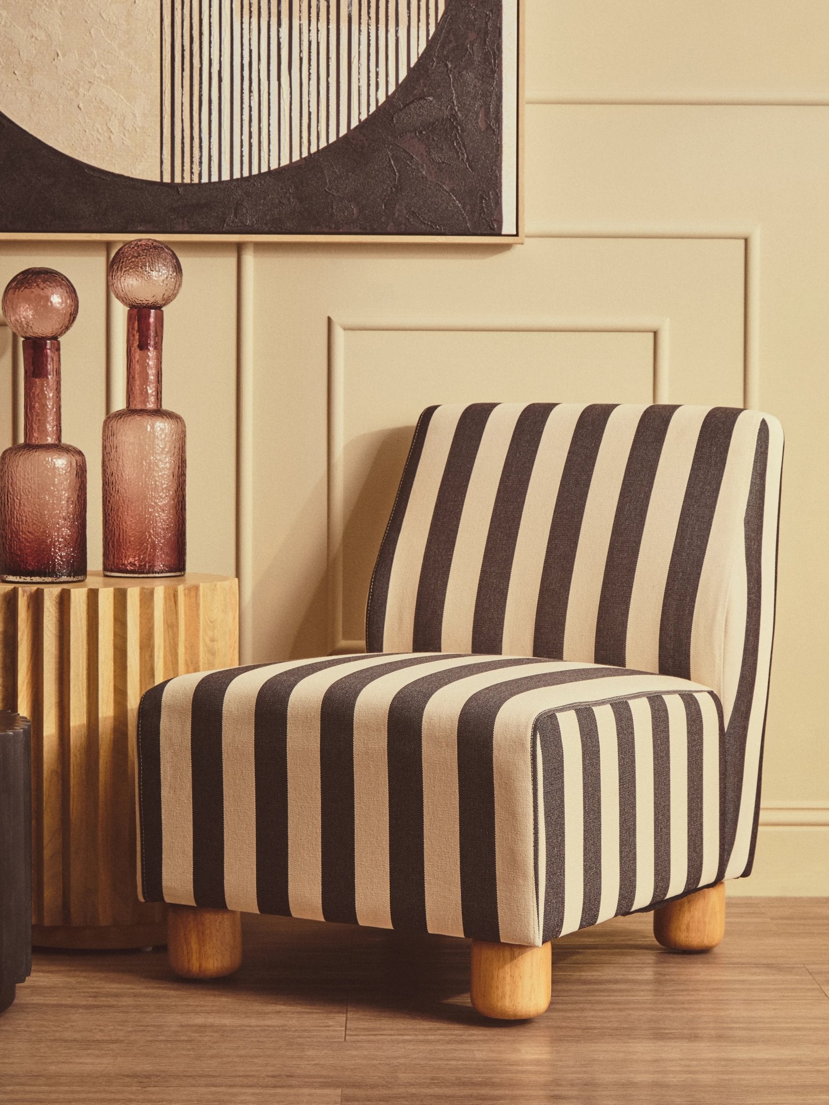 Rye Black & White Striped Armless Chair