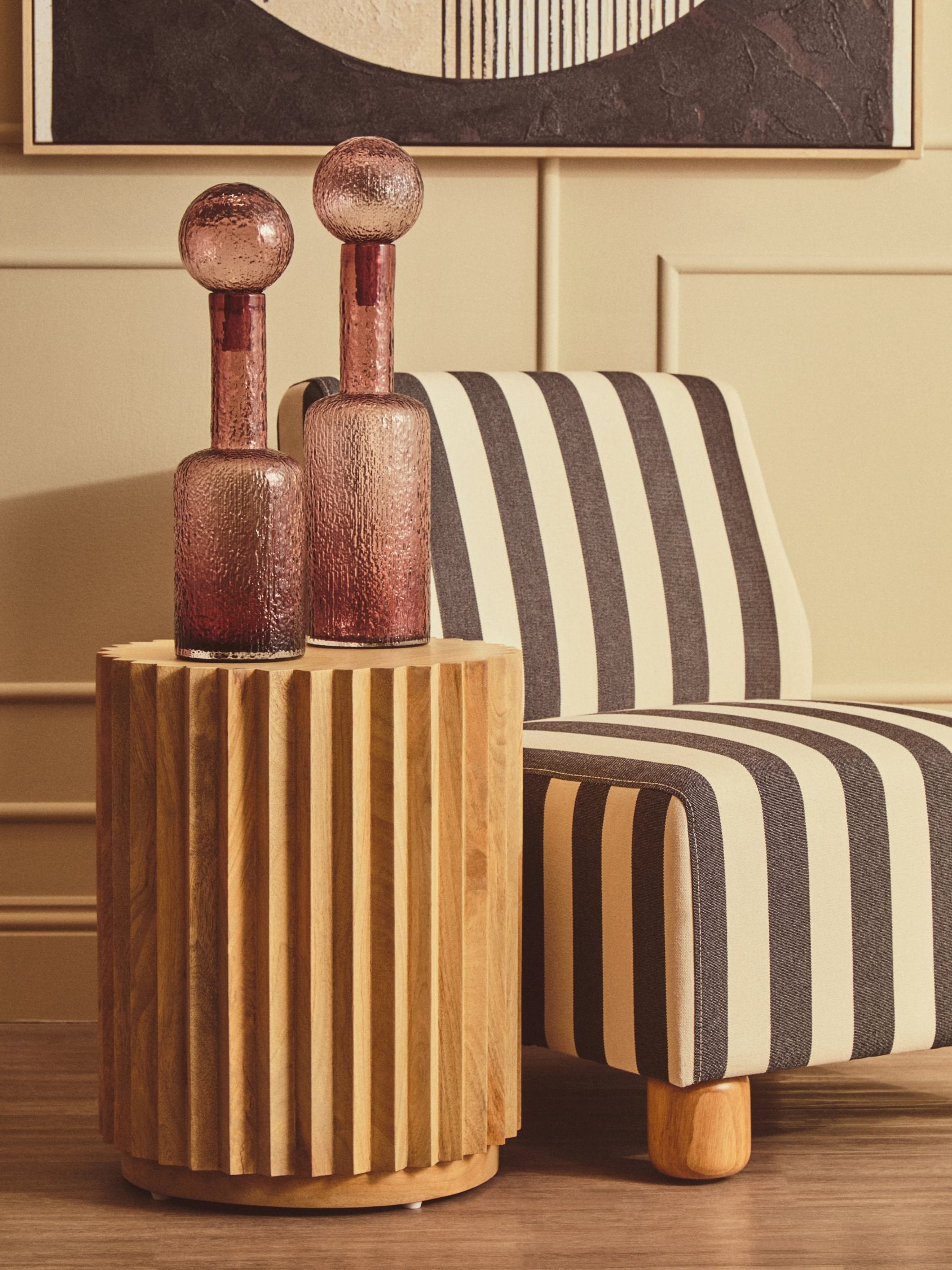 Rye Black & White Striped Armless Chair