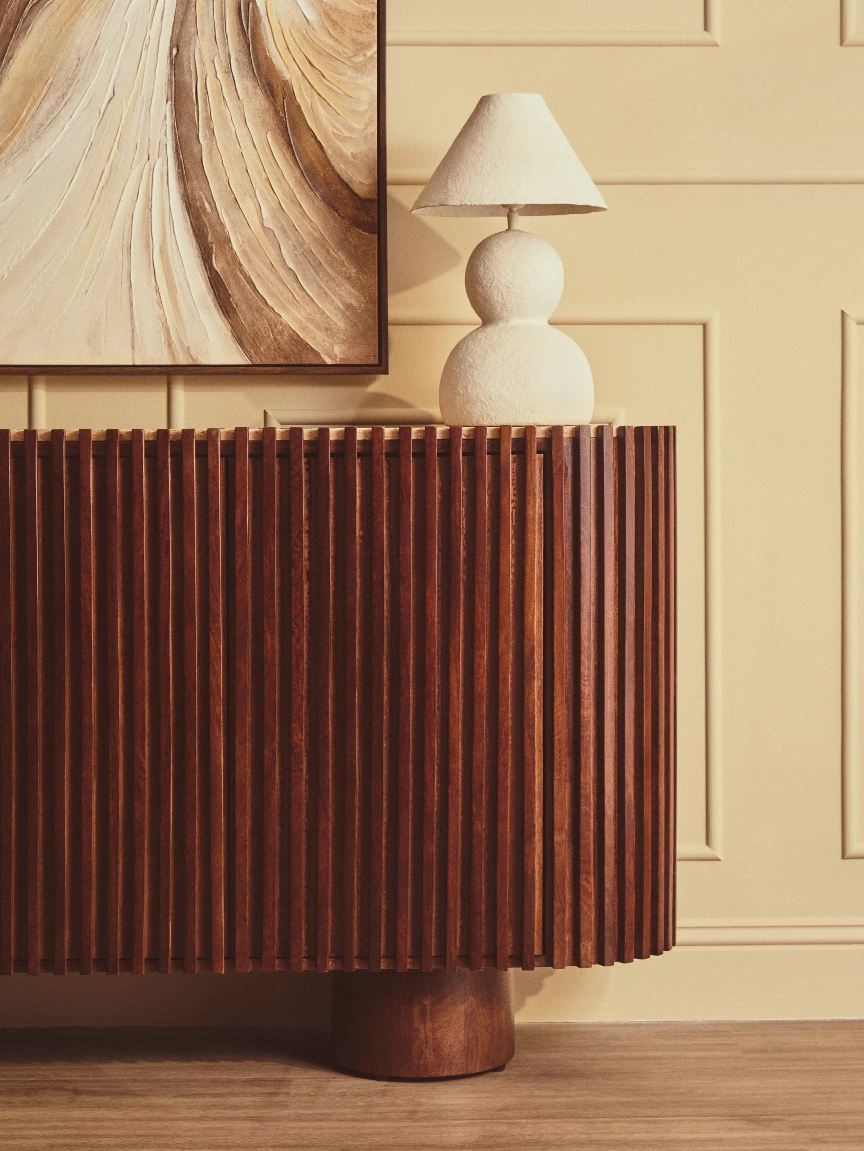Colonnade Travertine & Mango Wood 2 Door Curved Sideboard