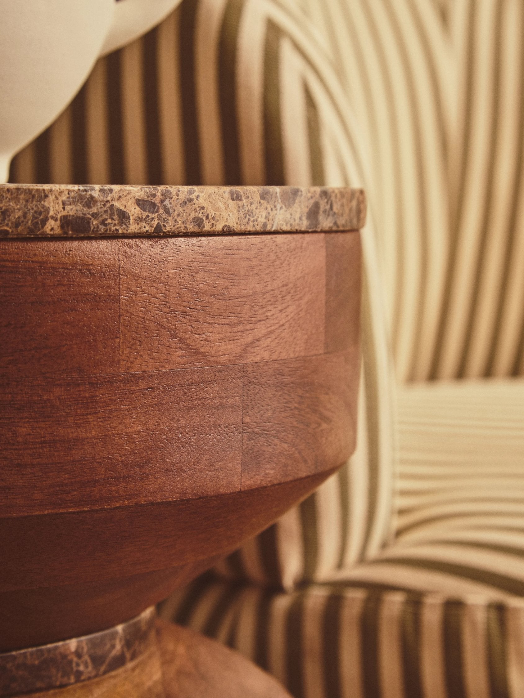 Ember Dark Emperador Marble & Mango Wood Tiered Round Side Table