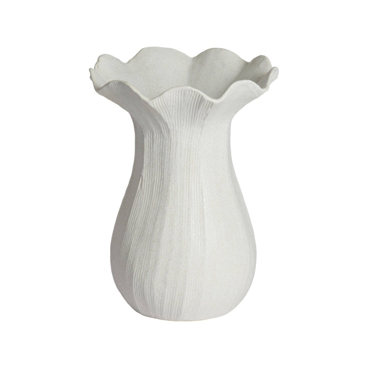 Zenora Matt Cream Fluted Ceramic Vase 30.5cm