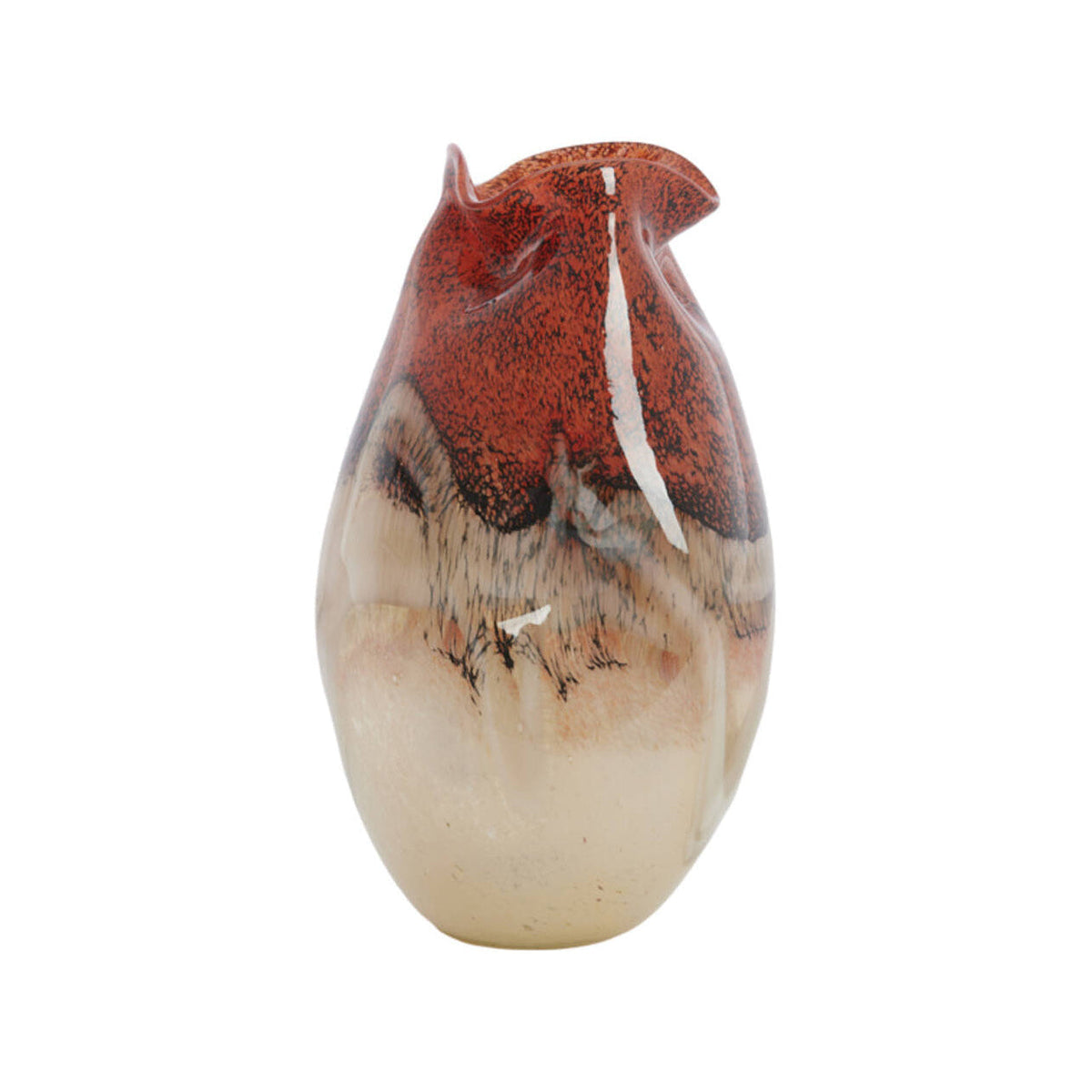 Jorien Red & Taupe Glass Vase 32cm