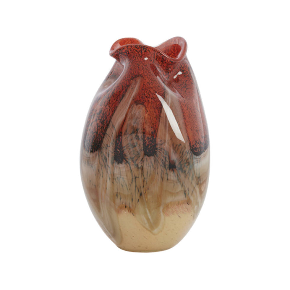 Jorien Red & Taupe Glass Vase 25cm