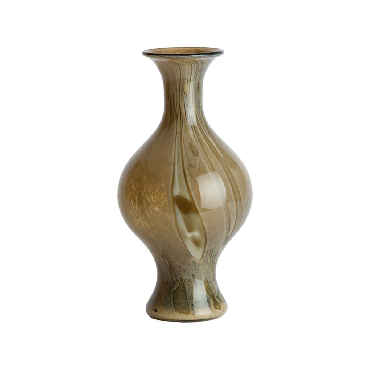 Jorven Taupe & Olive Green Glass Vase