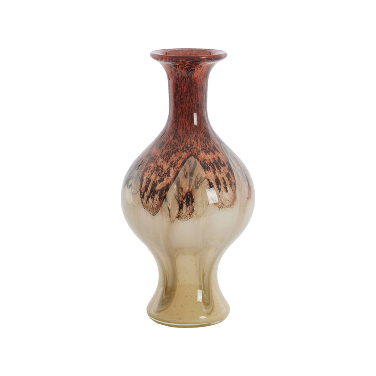 Jorven Red & Taupe Glass Vase