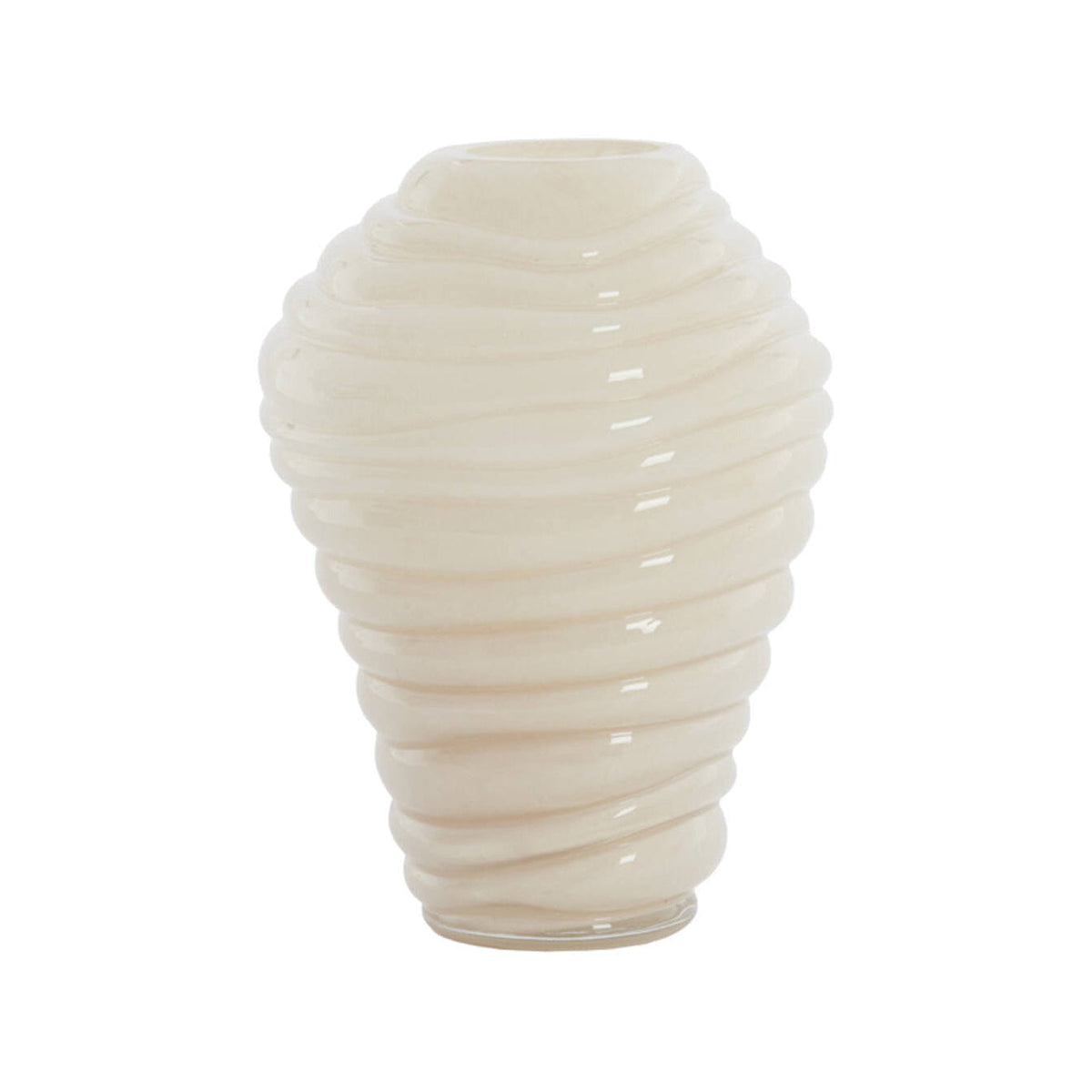 Fenlor Cream Ribbed Glass Vase
