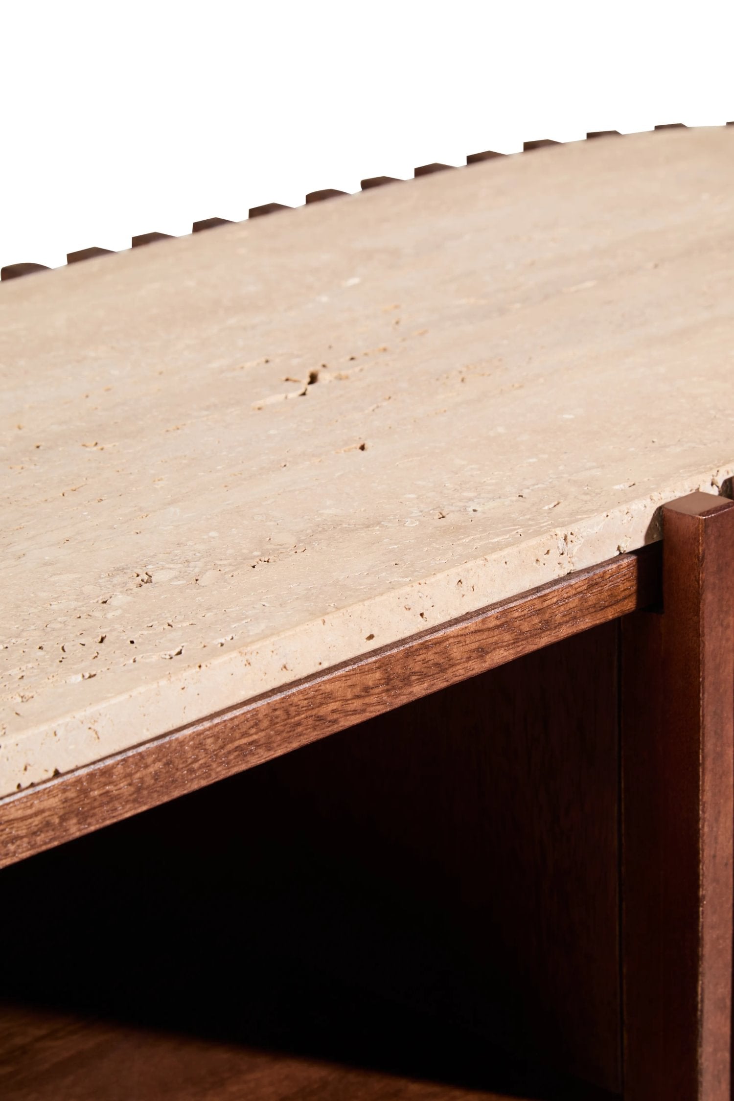 Colonnade Travertine & Mango Wood Curved TV Unit