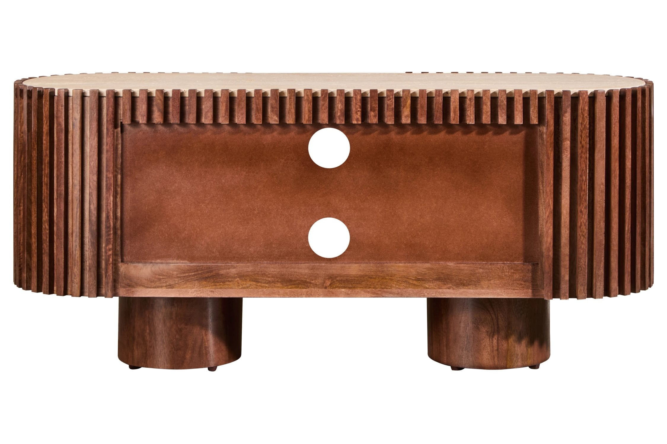 Colonnade Travertine & Mango Wood Curved TV Unit