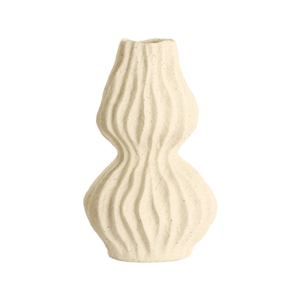 Vania Cream Wavy Ceramic Vase 31.5cm