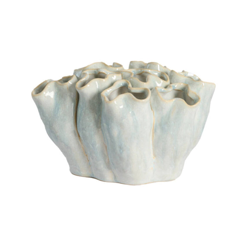Diago Light Blue & Cream Ceramic Vase 13cm