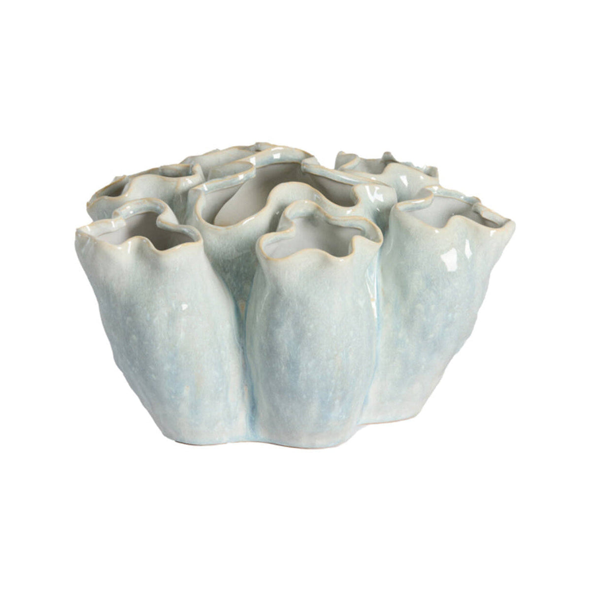 Diago Light Blue & Cream Ceramic Vase 18.5cm