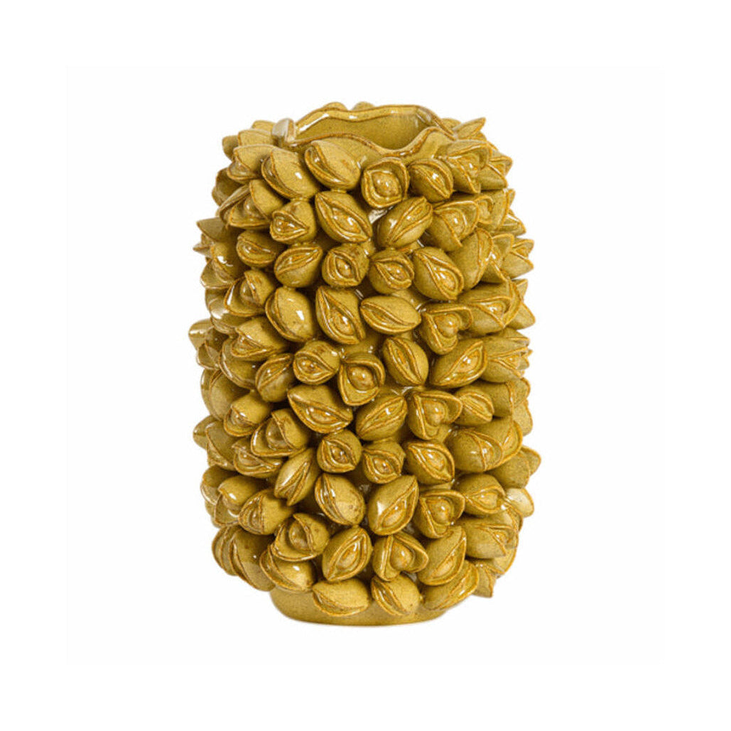 Anabela Olive Green/Brown Ceramic Vase 31cm