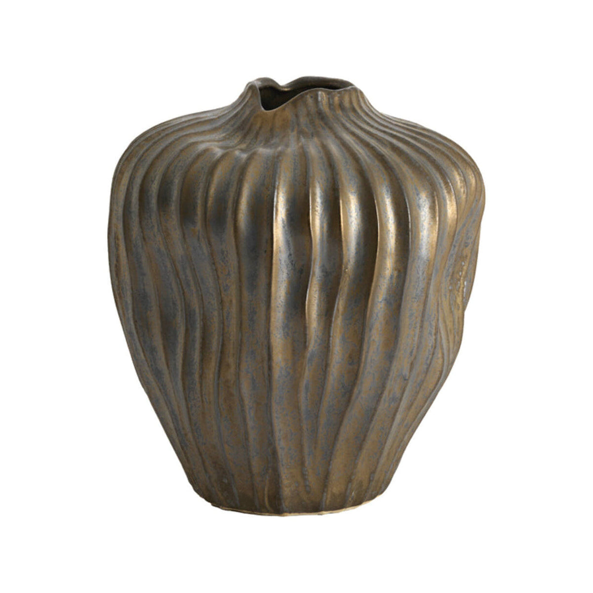 Vechhia Antique Bronze Fluted Ceramic Vase Large