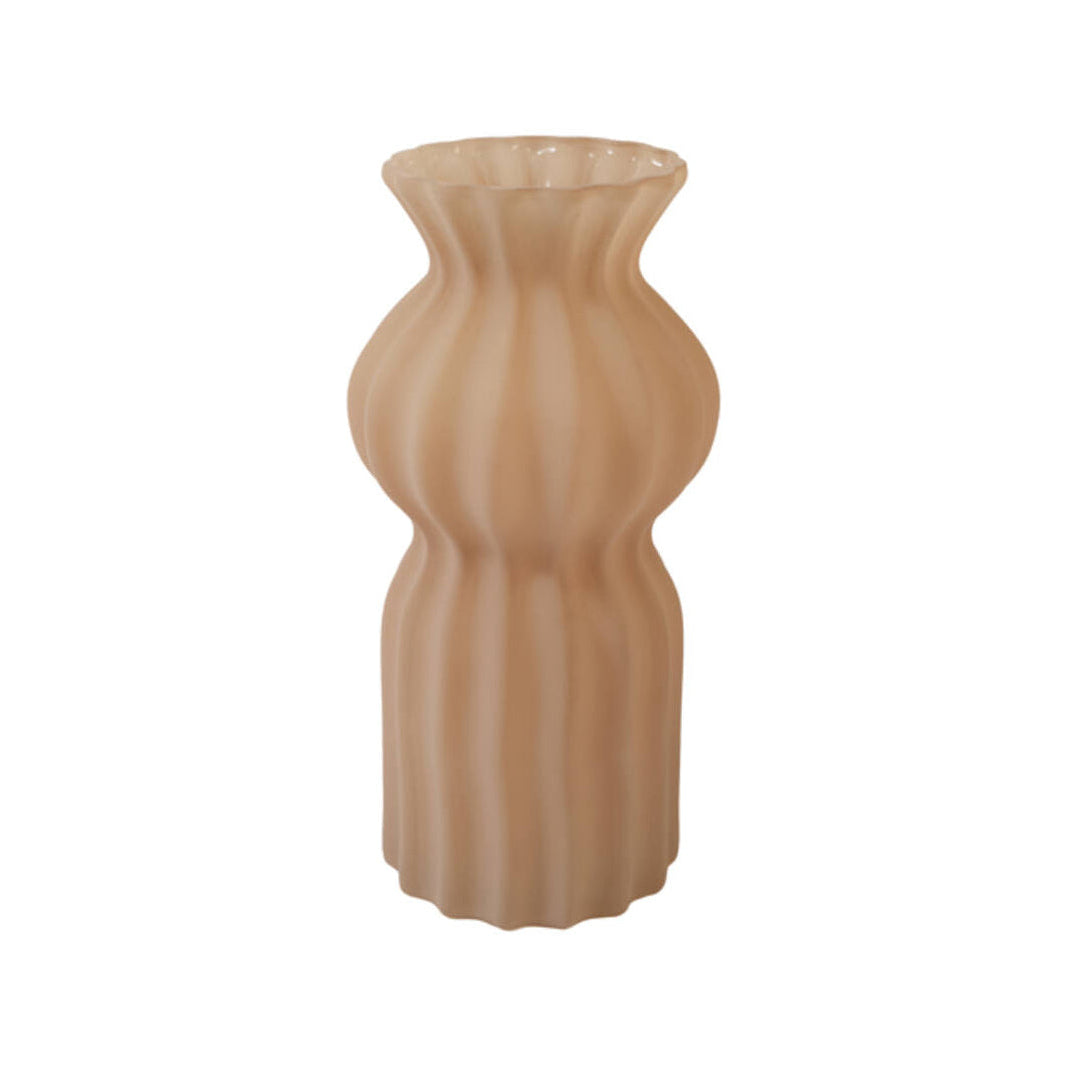 Terento Matt Sand Ribbed Glass Vase 28cm