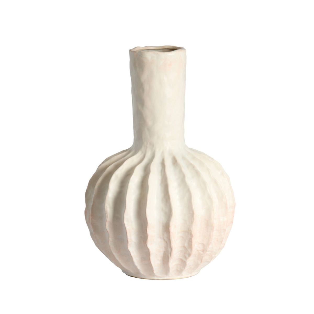 Senago Cream Wavy Ceramic Vase 50cm